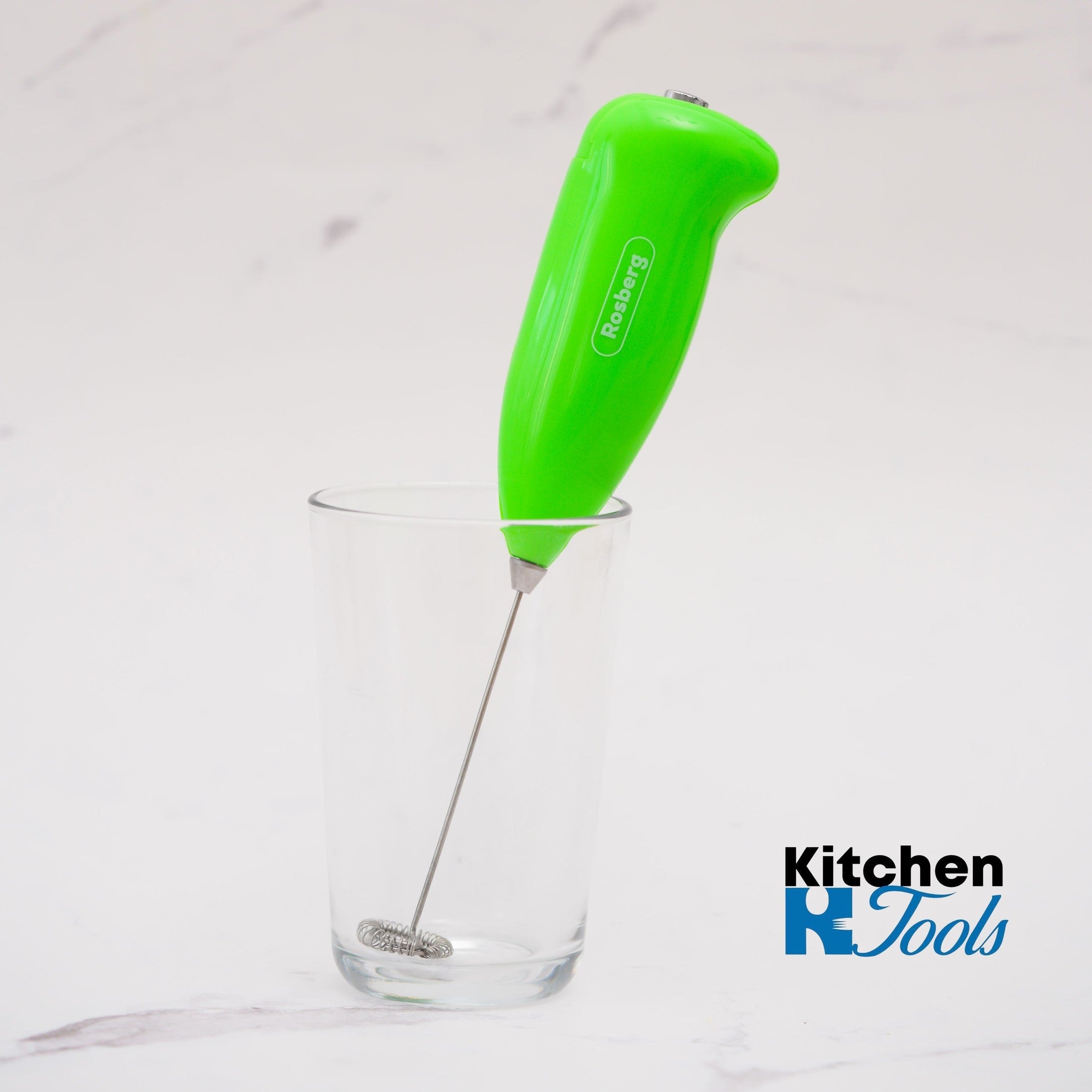 Mixer manual Rosberg verde, 21.5cm, 2xAA