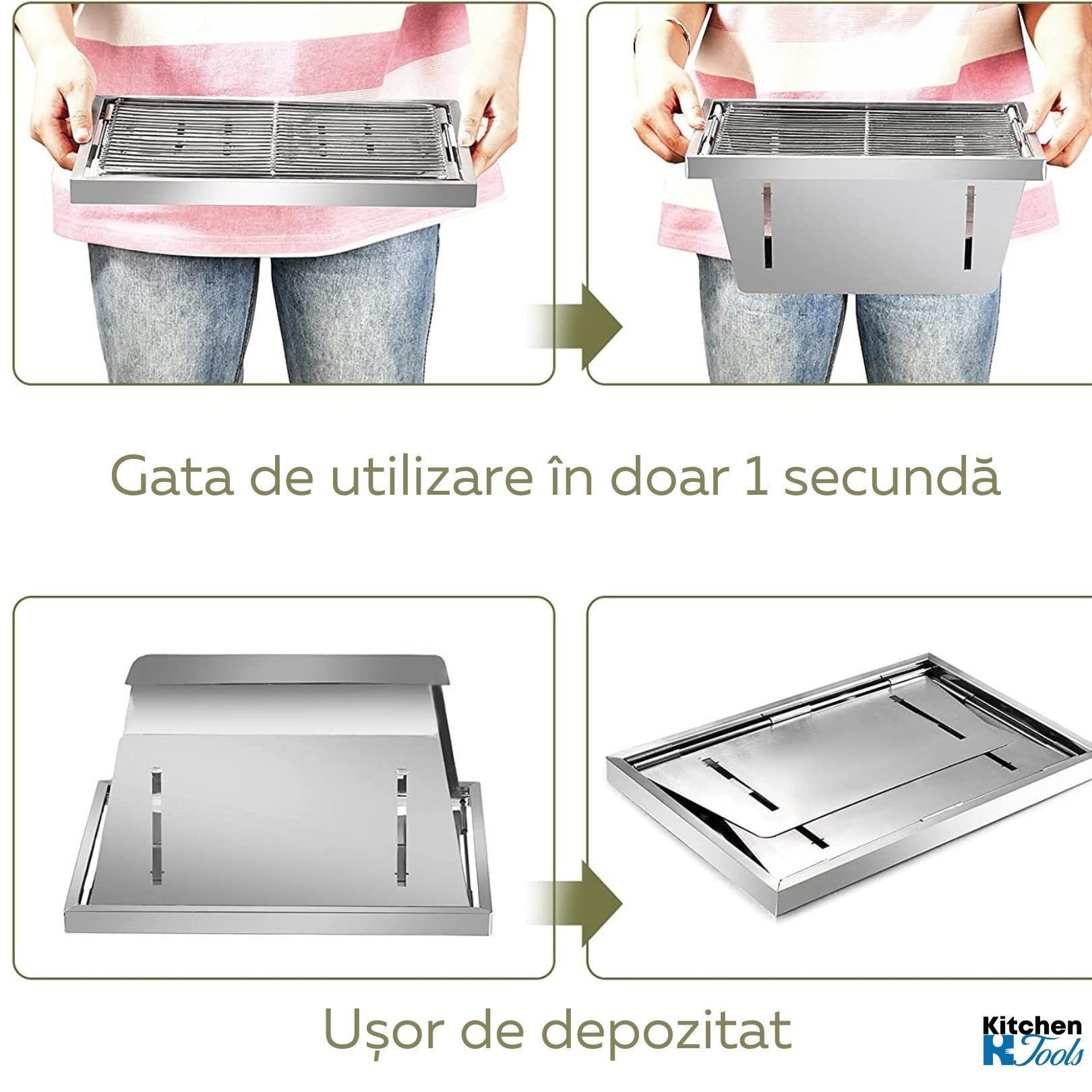 Gratar compact pliabil pentru camping din otel