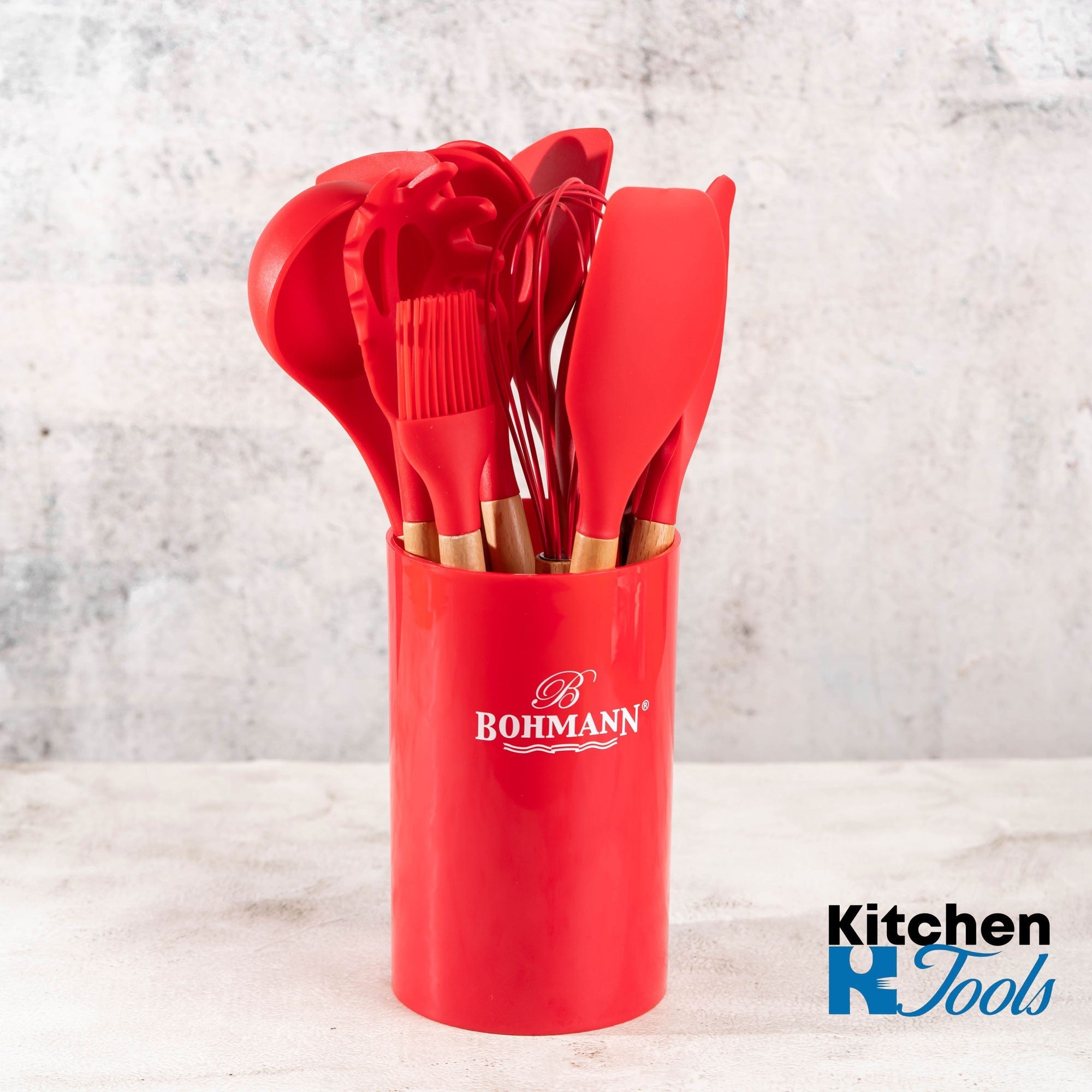 Set Ustensile Bucătărie 11 Piese Lemn și Silicon