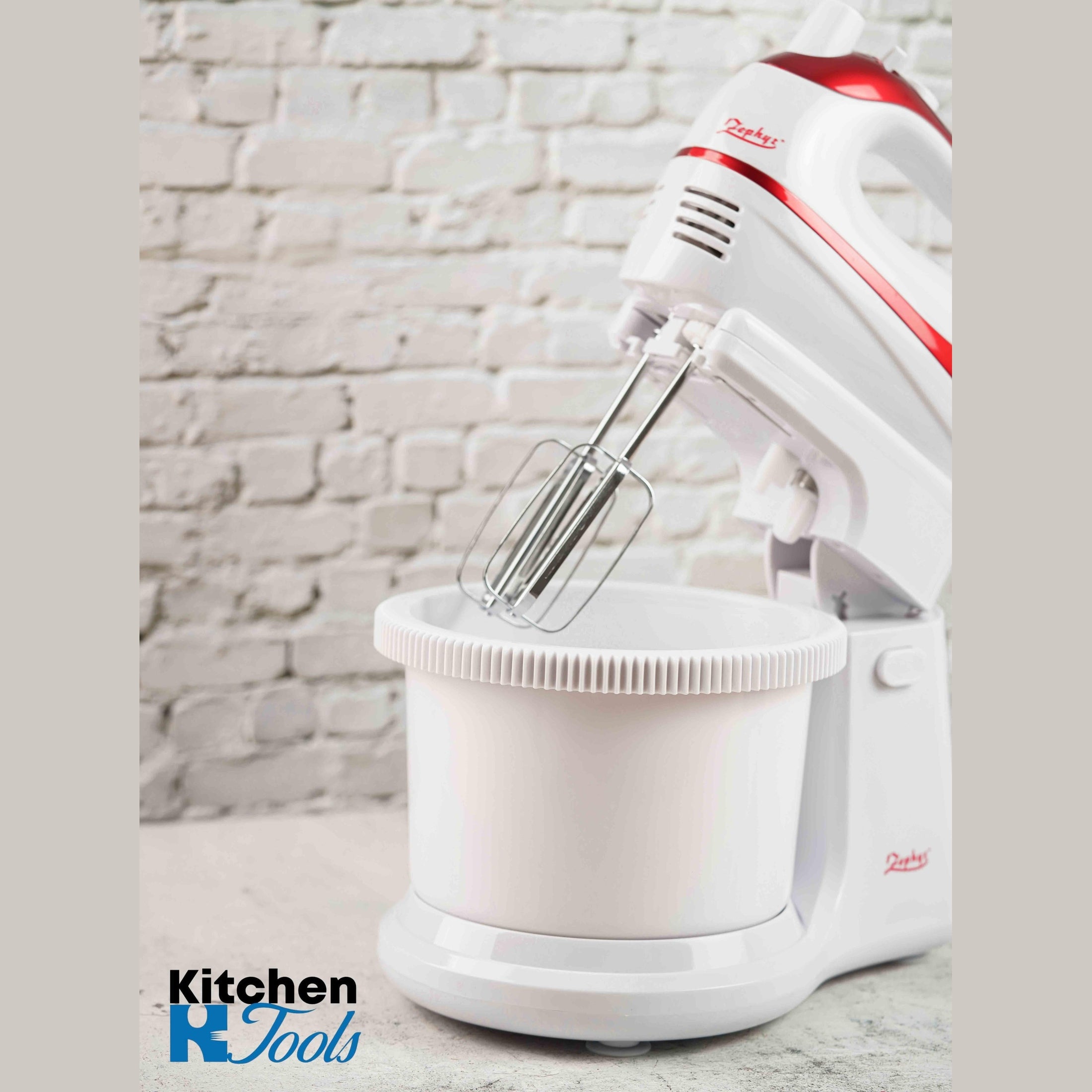 Mixer cu bol 2 in 1 Zephyr, Alb/Rosu