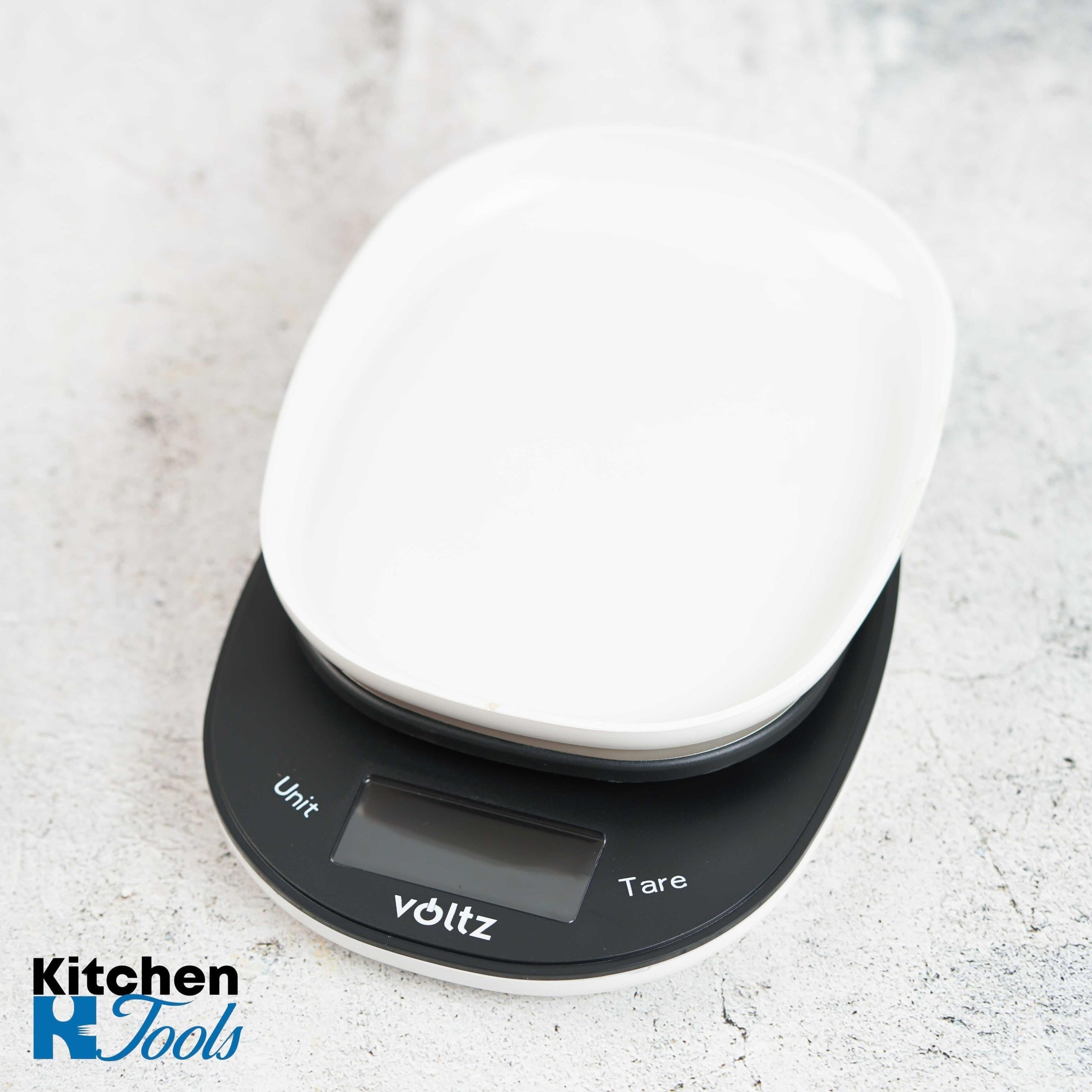 Cantar de bucatarie Voltz cu bol alb/negru 5 kg