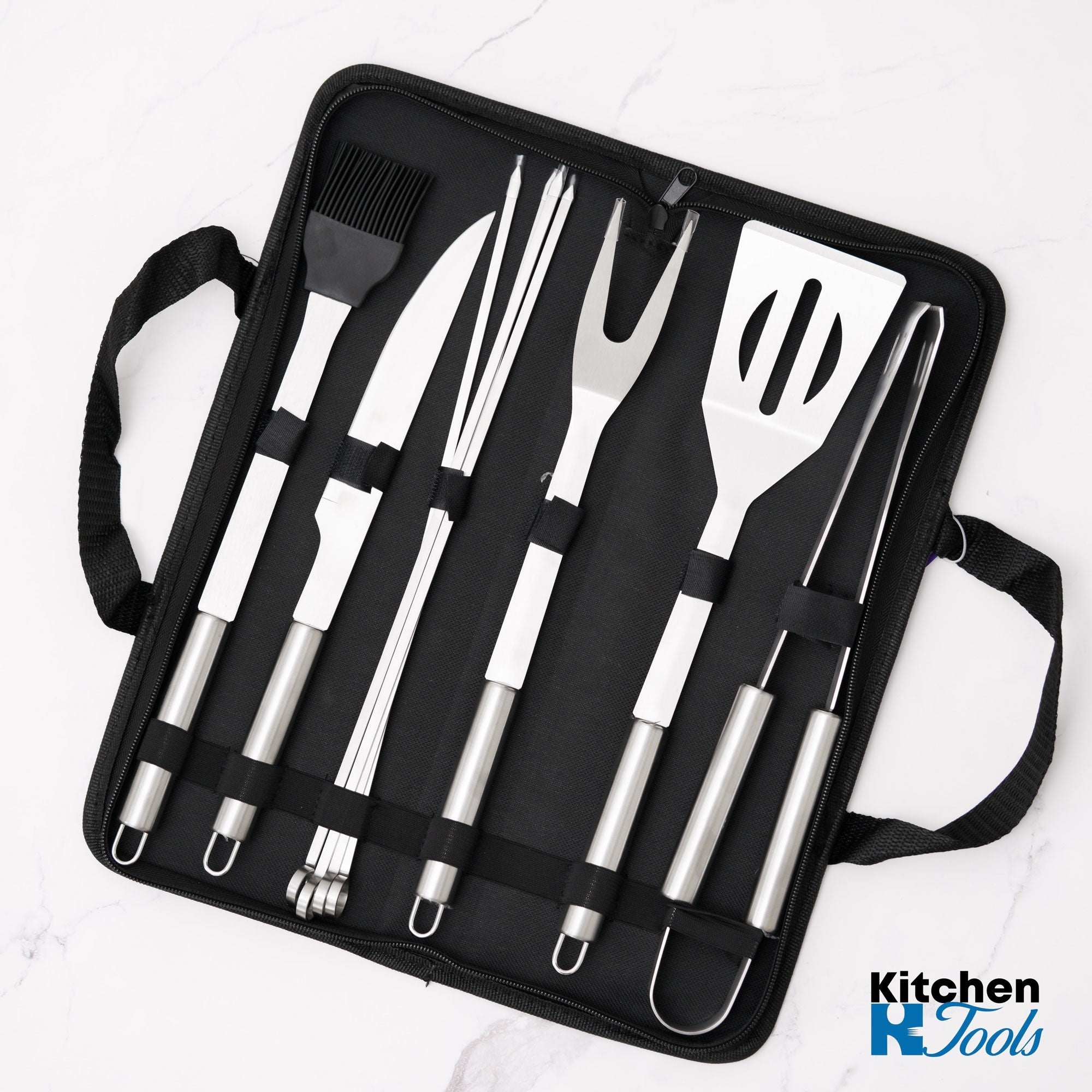 Set ustensile grătar 9 piese cu husă transport