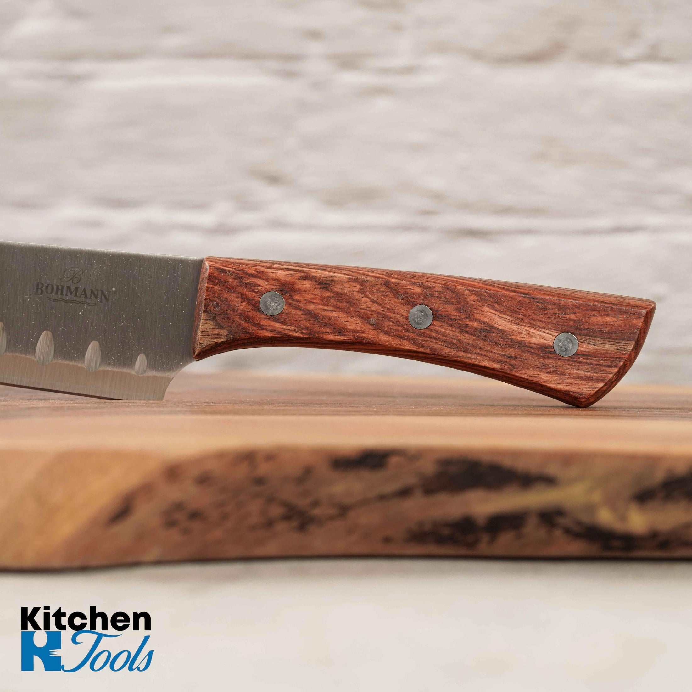 Cutit Santoku Bohmann, lamă inox, mâner lemn, 13cm