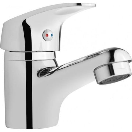 Baterie cromată cu montaj pe lavoar, pipa scurtă
