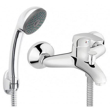 Baterie cada si dus, cromata, pipa scurta