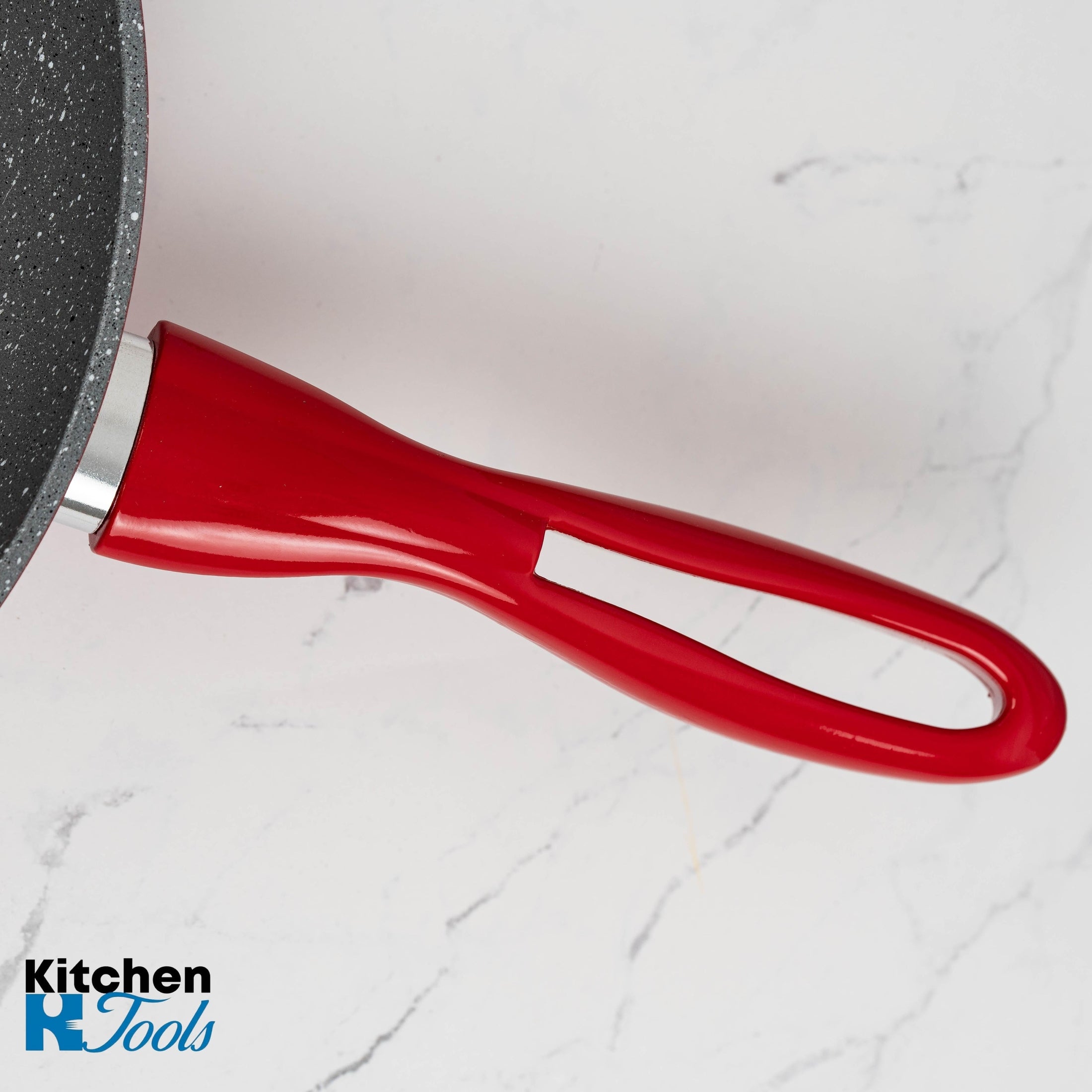 Tigaie Bohmann roșie marmorata, 28x5.5cm, aluminiu forjat