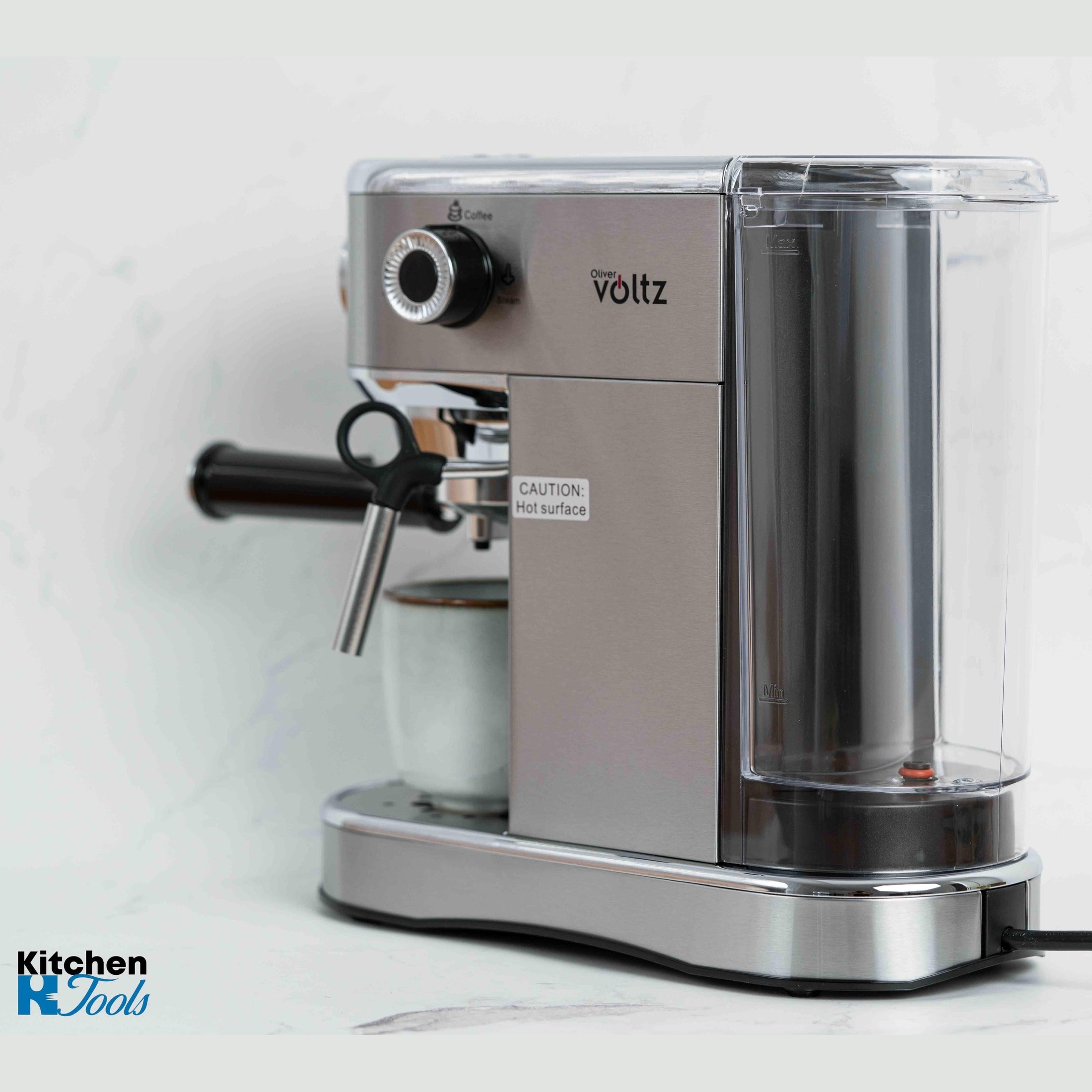 Espressor Oliver Voltz 1450W, 15 bar, Argintiu