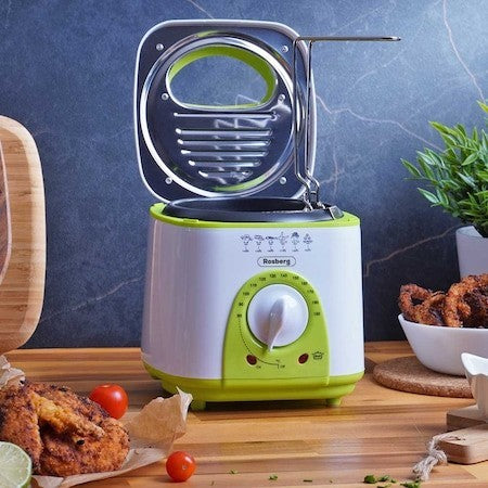 Friteuza mini Rosberg 950W, alb/verde