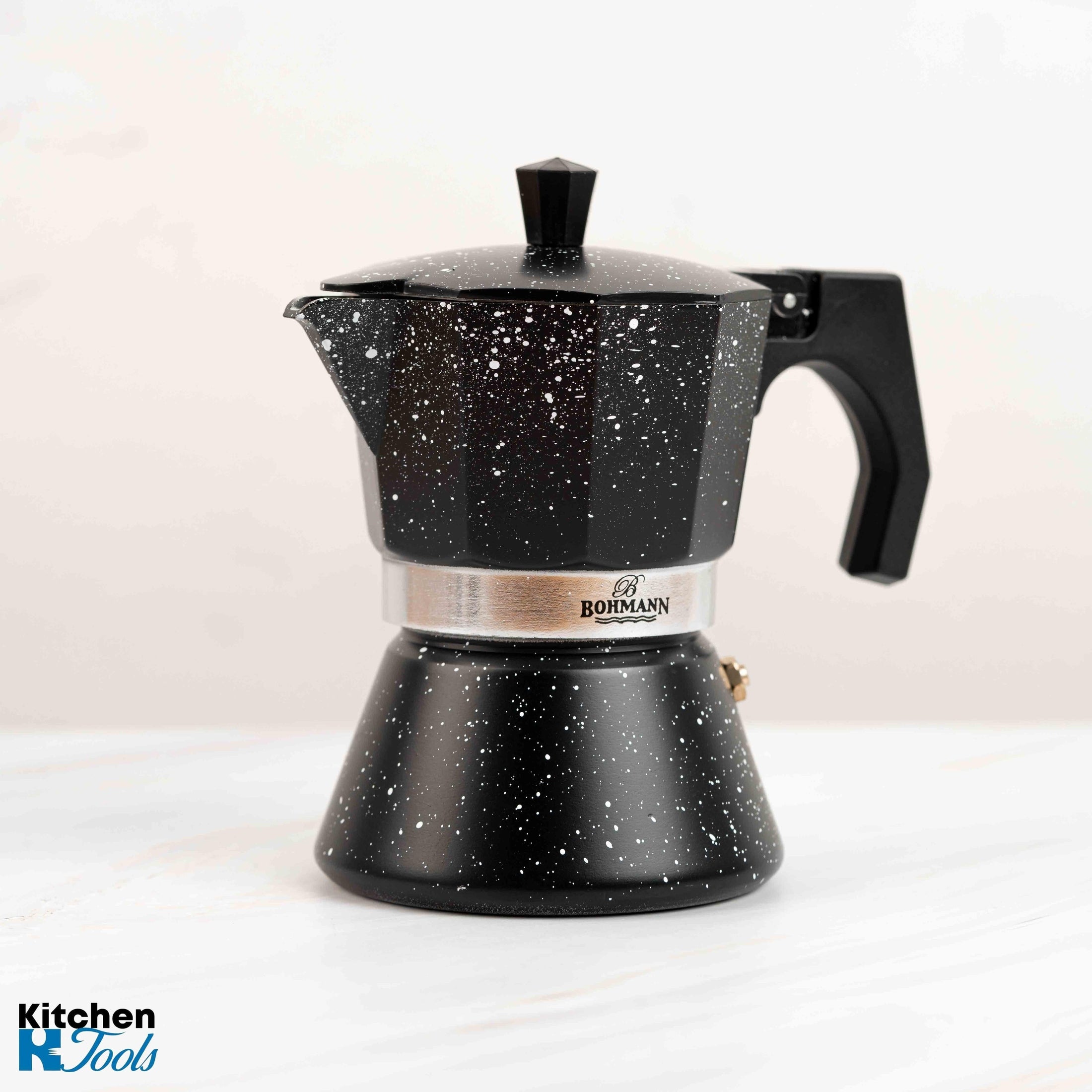 Espressor pentru aragaz Bohmann, 3 cesti, Negru