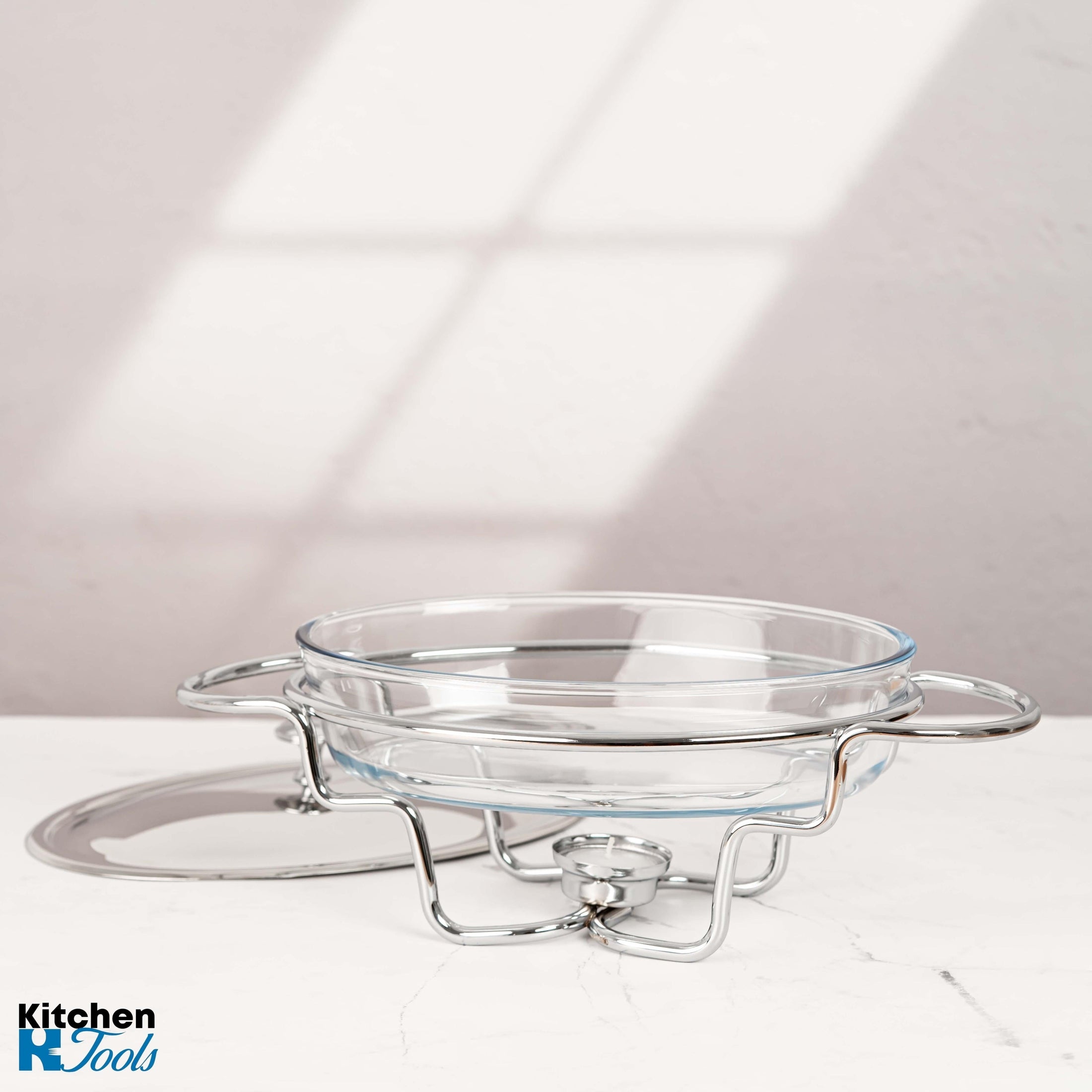 Chafing dish sticla 1.6L cu capac si suport inox