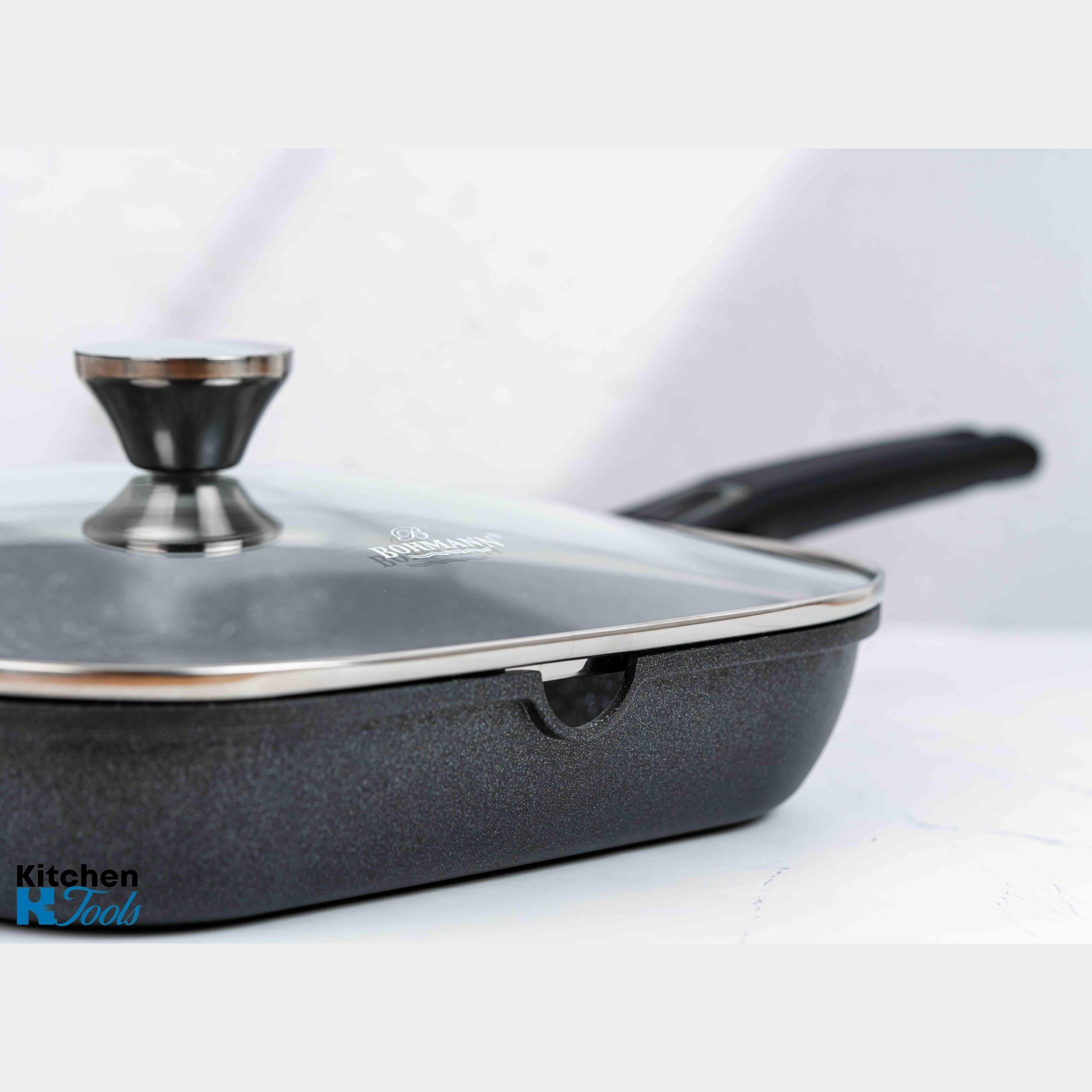 Tigaie grill Bohmann, 28cm, aluminiu antiaderent