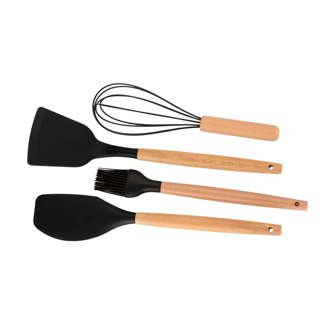 Ustensile Bucatarie Bohmann din Silicon cu Manere Lemn