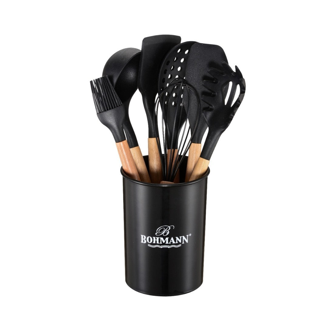 Ustensile Bucatarie Bohmann din Silicon cu Manere Lemn