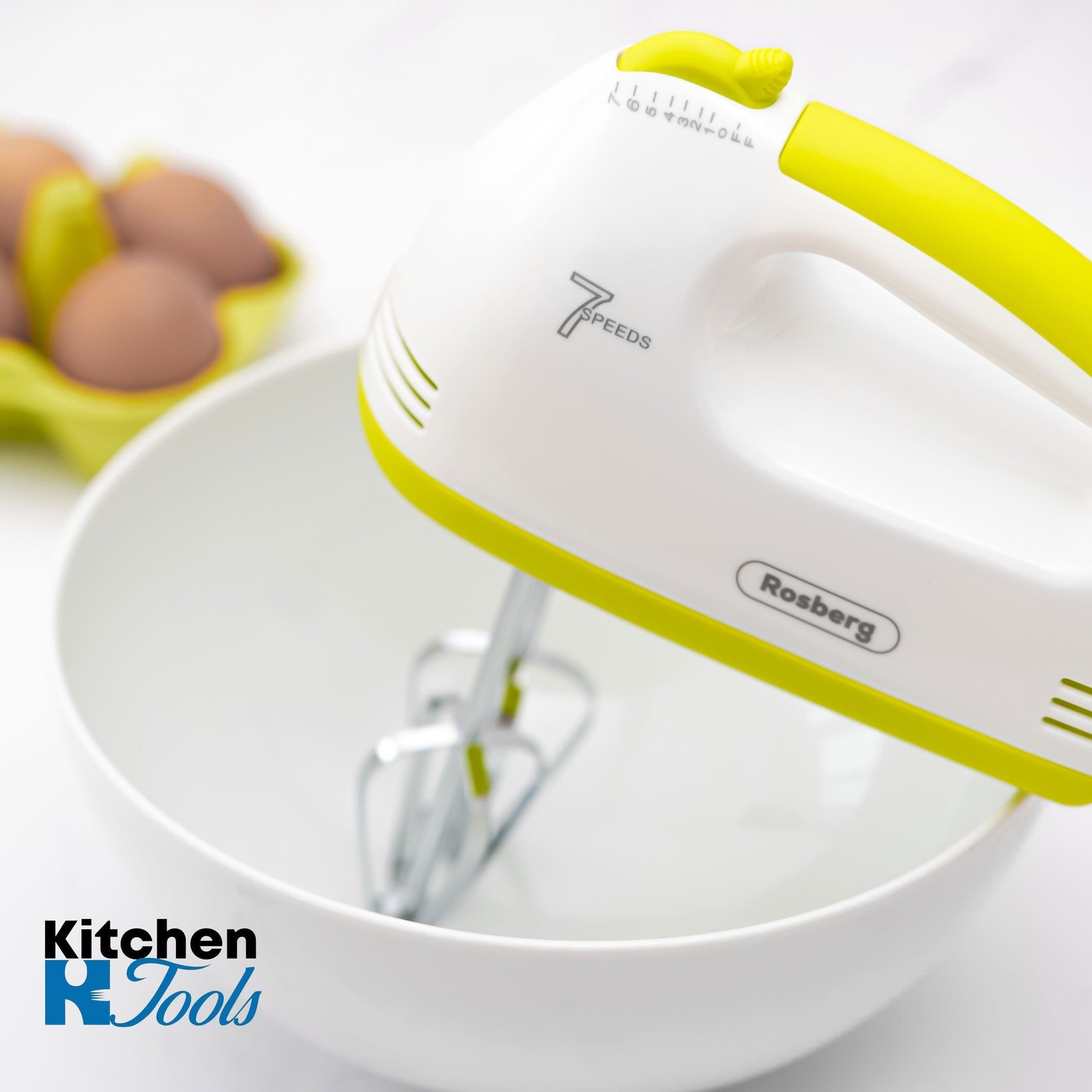 Mixer de mana Rosberg cu 4 accesorii, verde