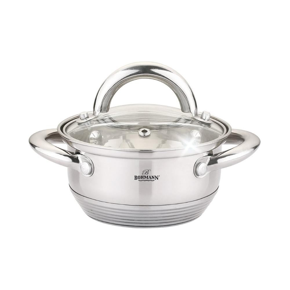 Cratiță din Inox 700ml cu Capac din Sticlă - Bohmann