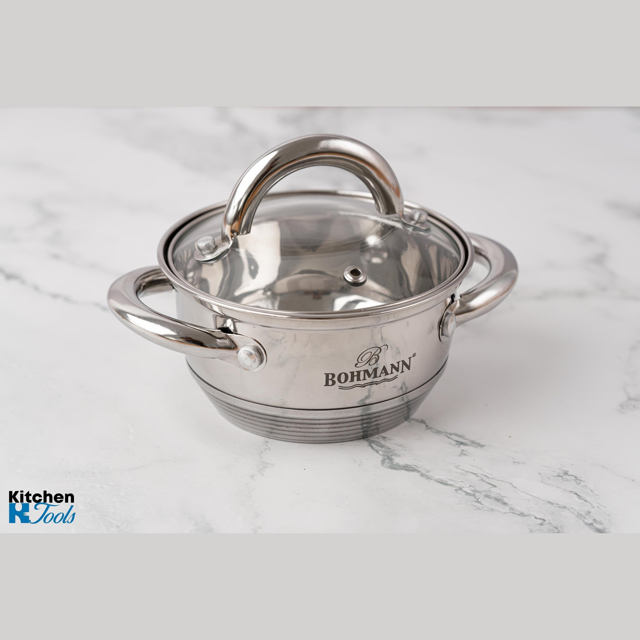 Cratiță din Inox 700ml cu Capac din Sticlă - Bohmann