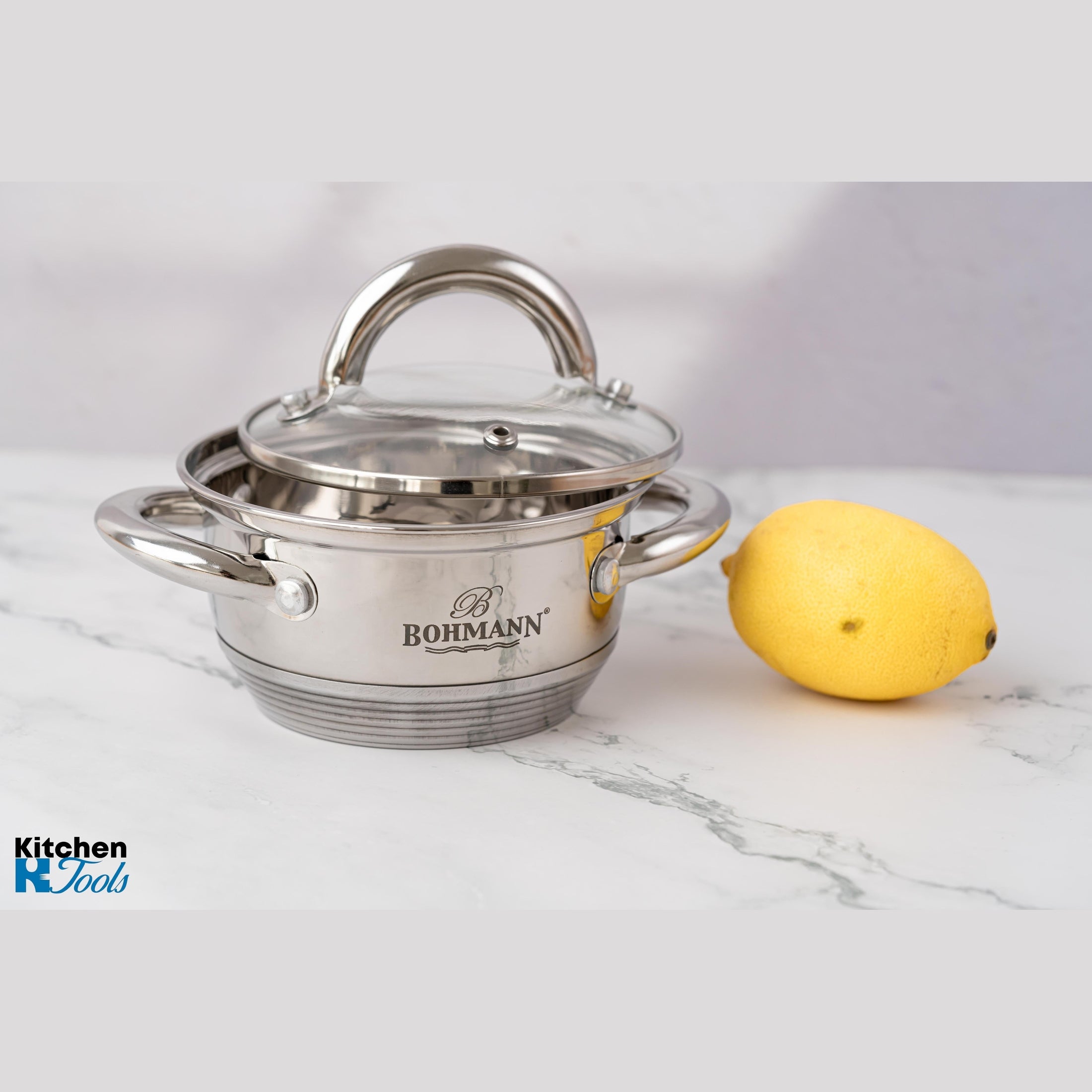 Cratiță din Inox 700ml cu Capac din Sticlă - Bohmann