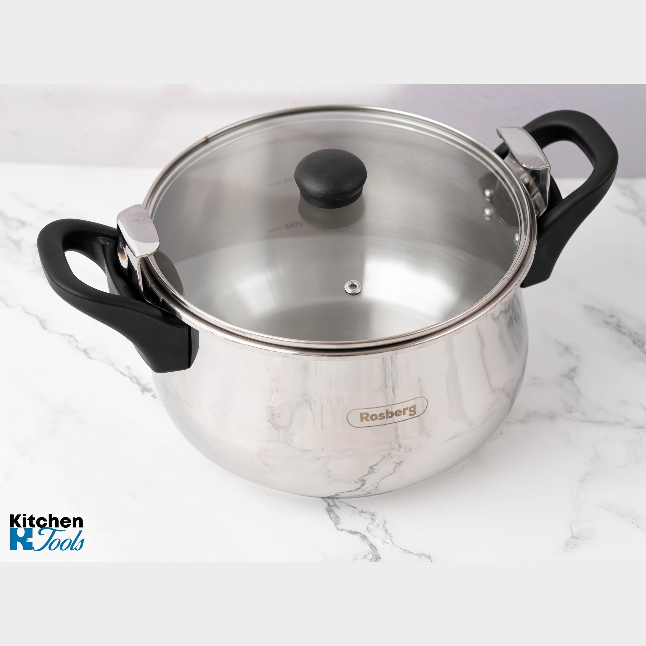 Oala sub presiune Rosberg 5L cu capac din sticlă