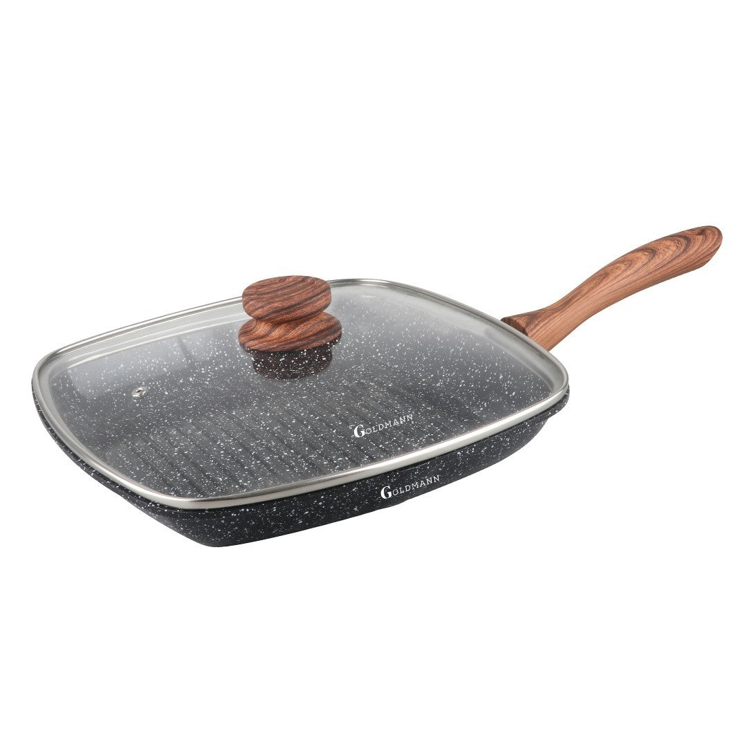 Tigaie grill aluminiu turnat cu acoperire ceramica