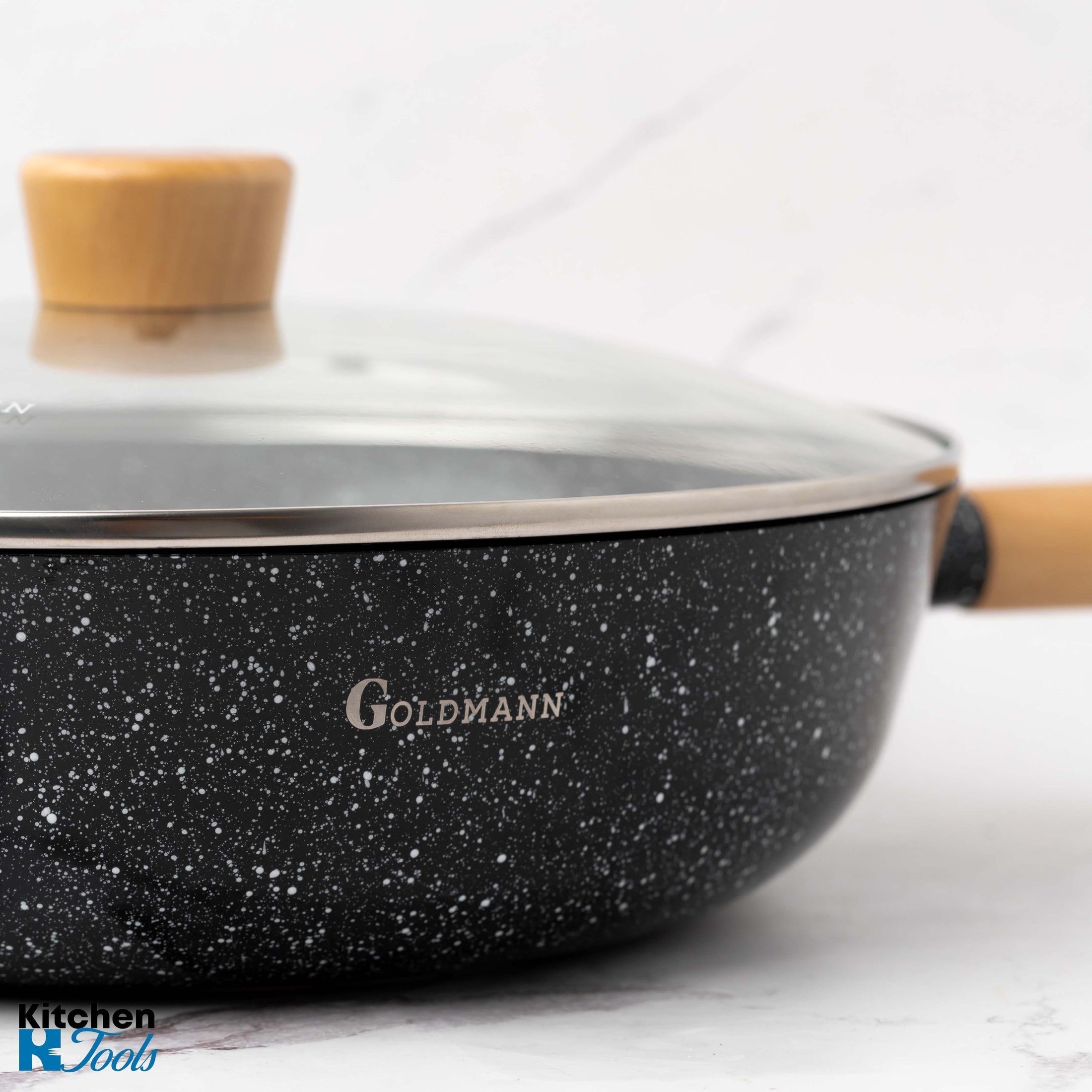 Tigaie Wok Aluminiu cu Capac Termorezistent, 30x8.5 cm