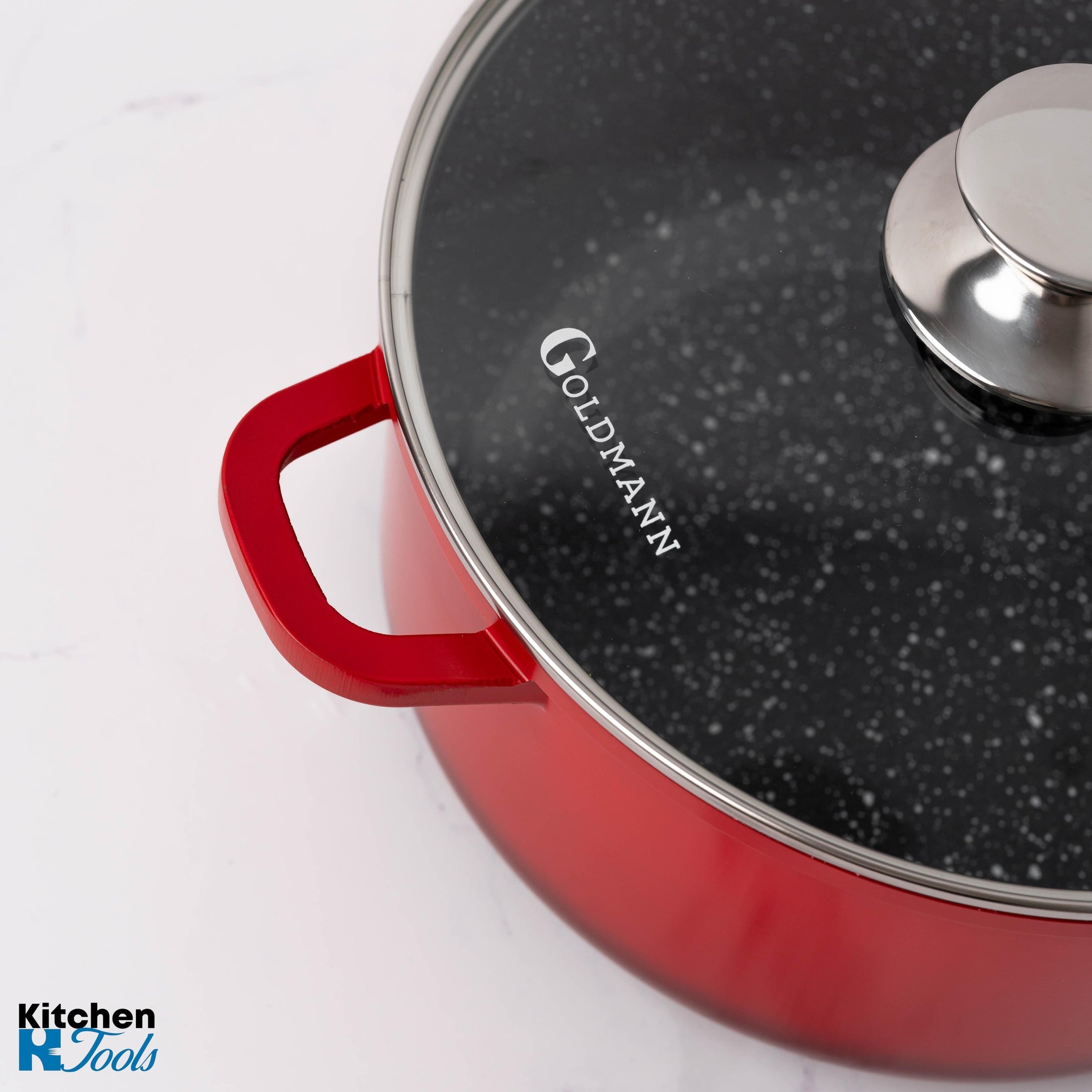 Cratiță marmorată antiaderentă Goldmann cu capac sticlă