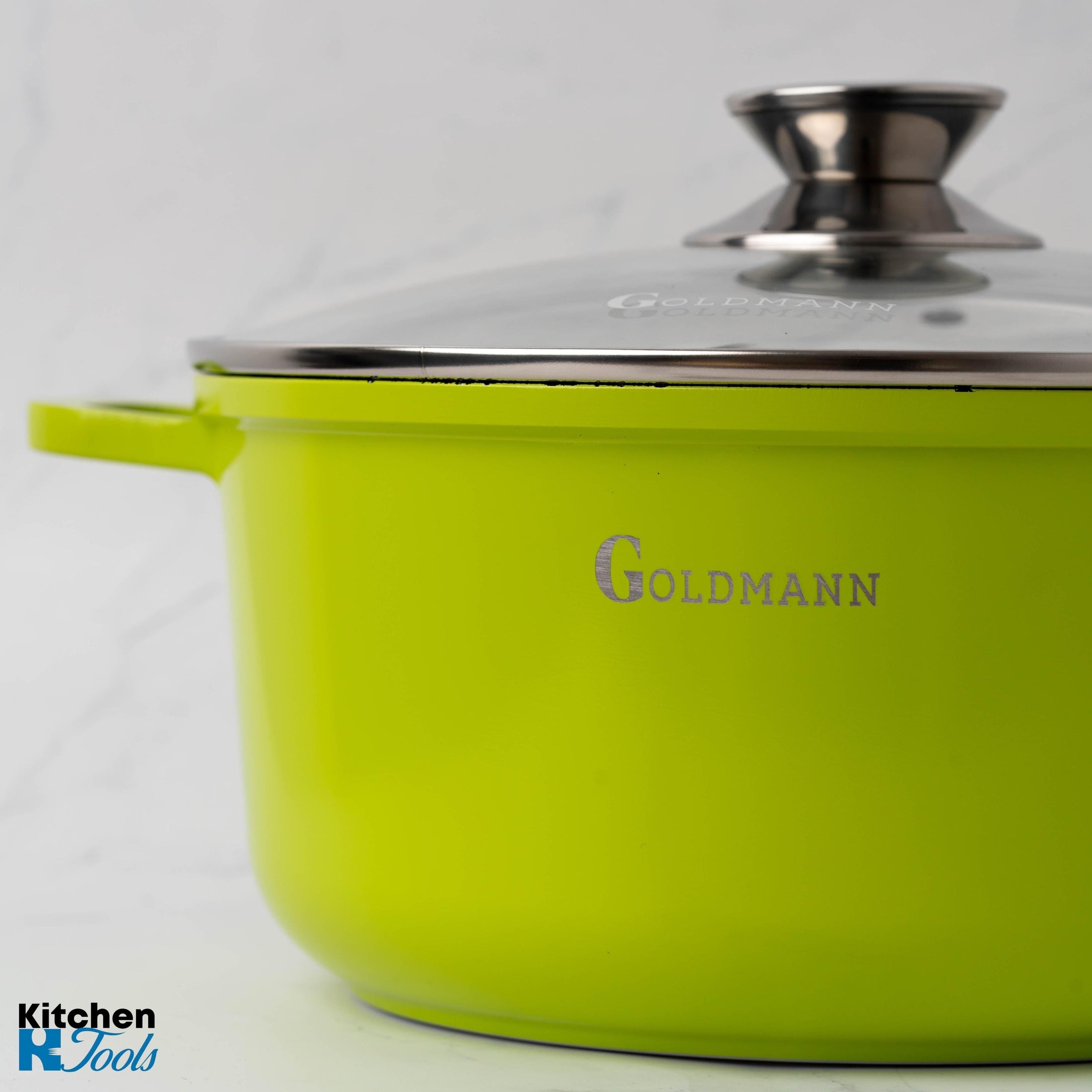 Cratiță Marmorată Verde 6.5L cu Capac Sticlă