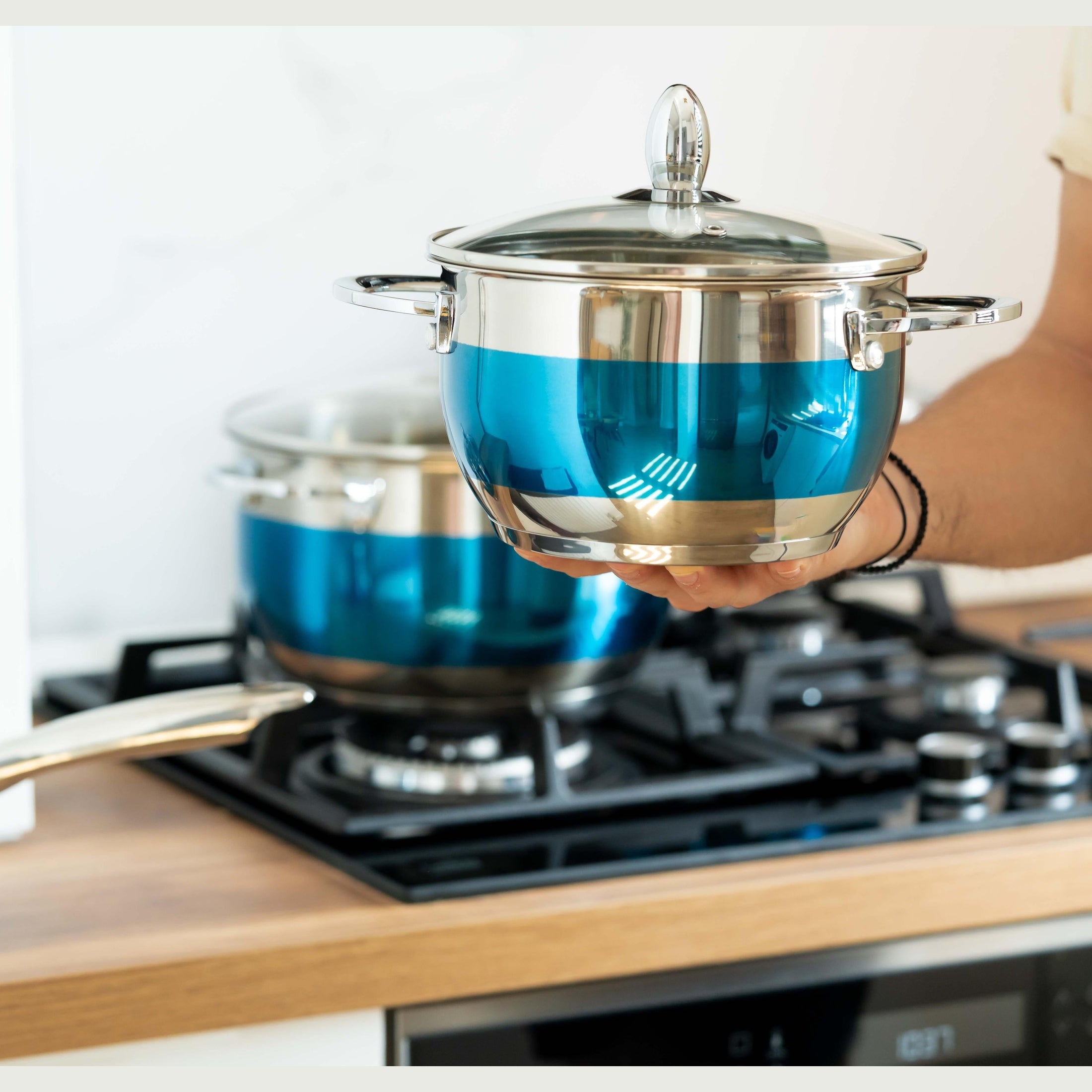 Cratita Inox 4.6L, 22cm, Capac Sticlă Termorezistentă