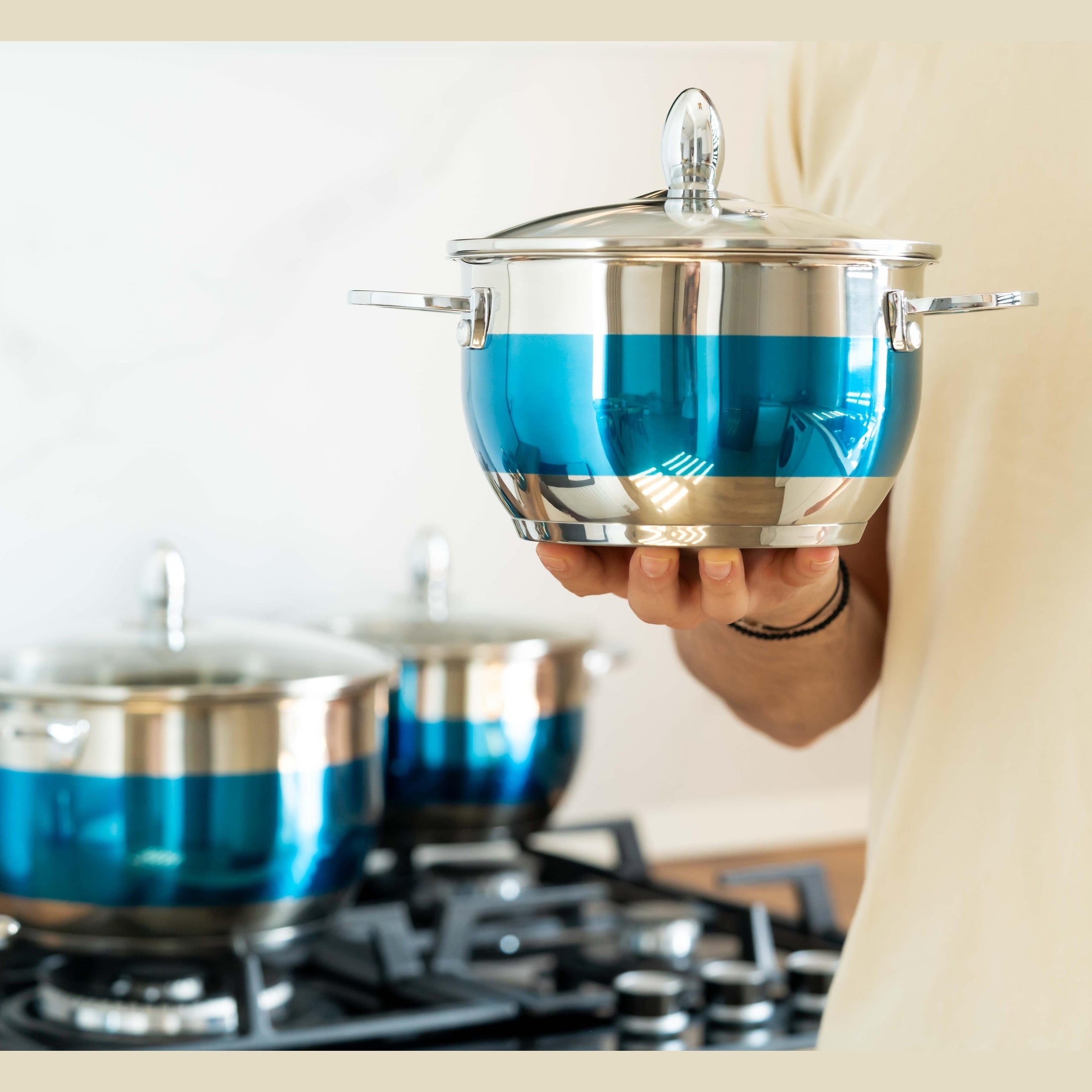 Cratita Inox 4.6L, 22cm, Capac Sticlă Termorezistentă