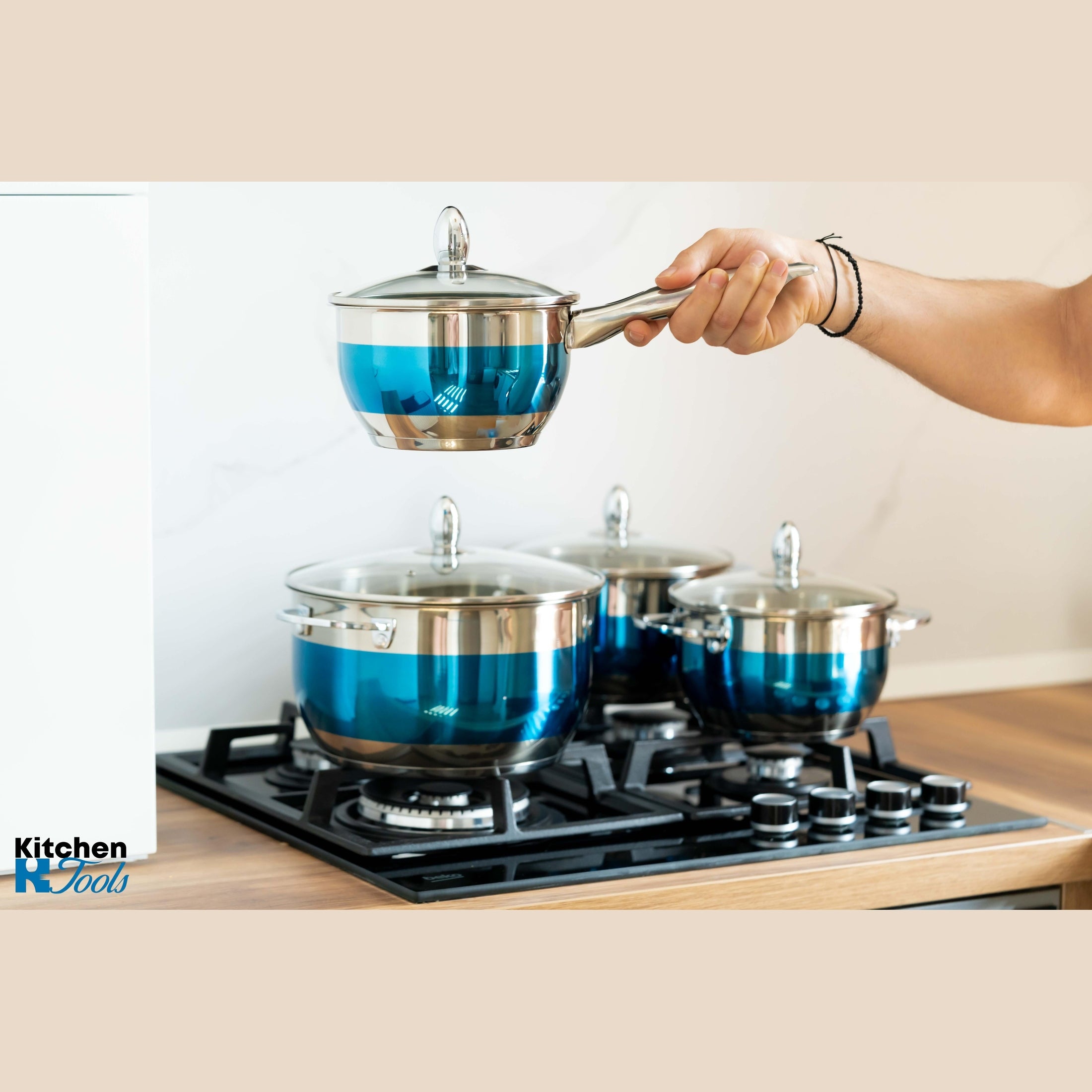 Set cratite albastru inox termorezistente Bohmann