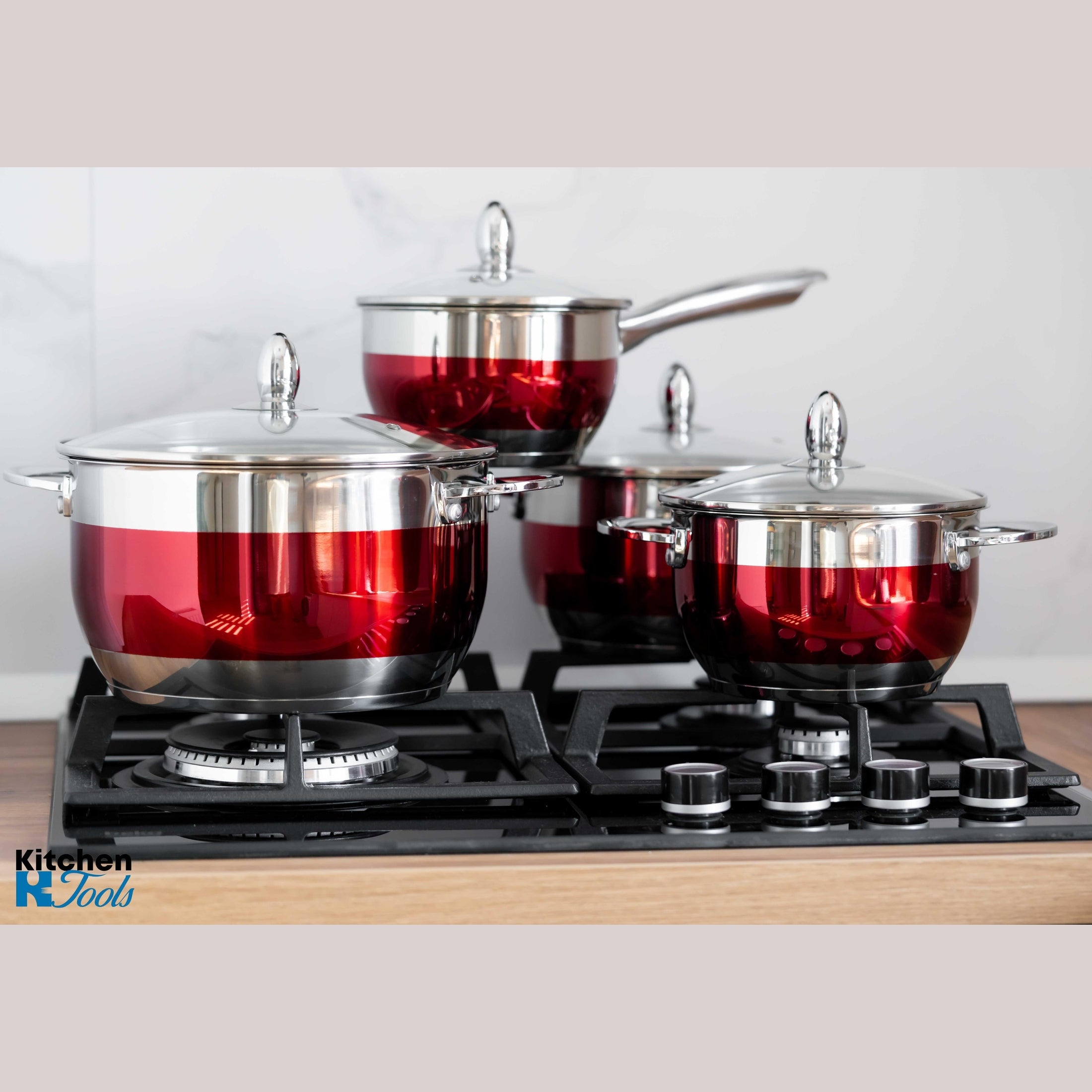 Set cratite inox 8 piese Bohmann Rosu