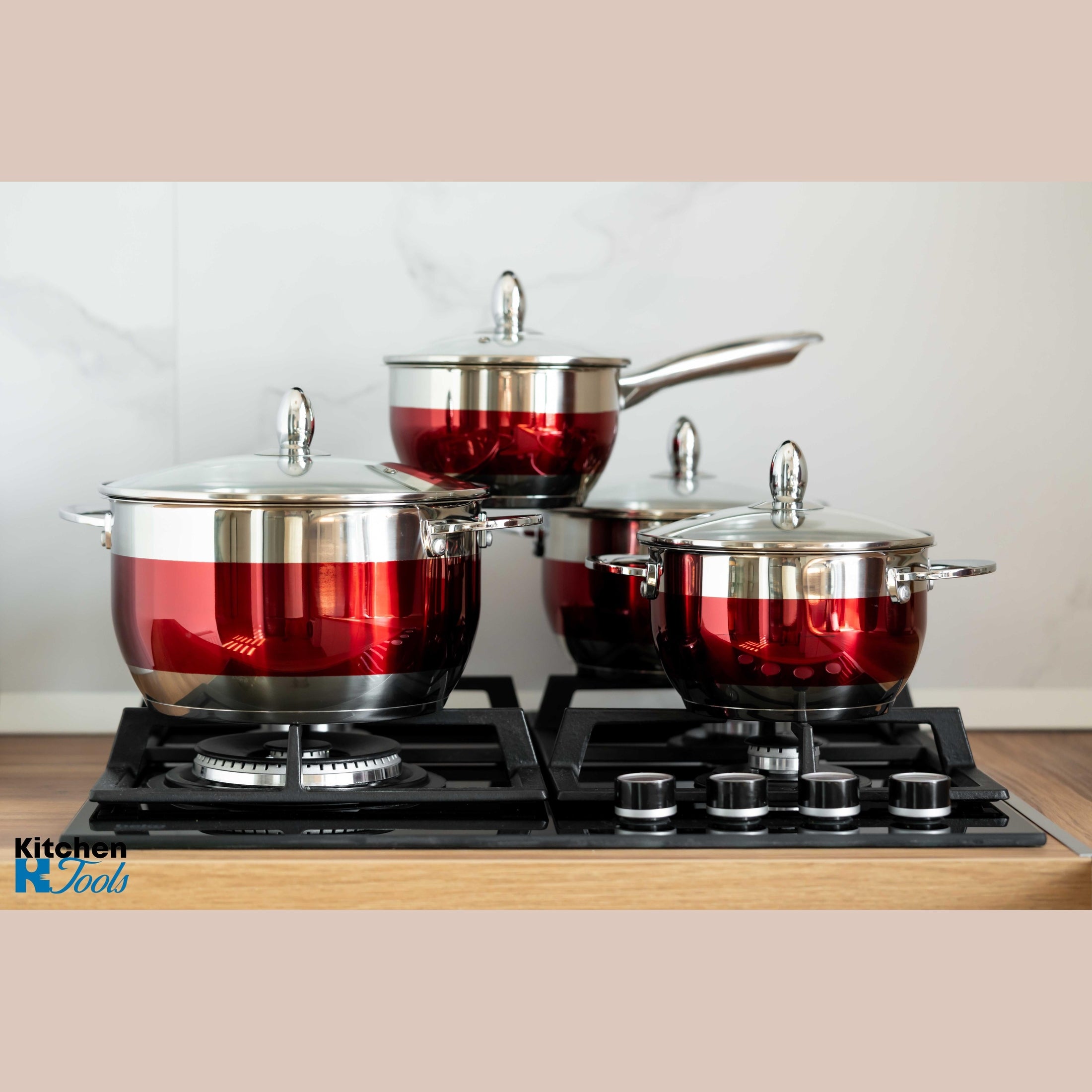 Set cratite inox 8 piese Bohmann Rosu
