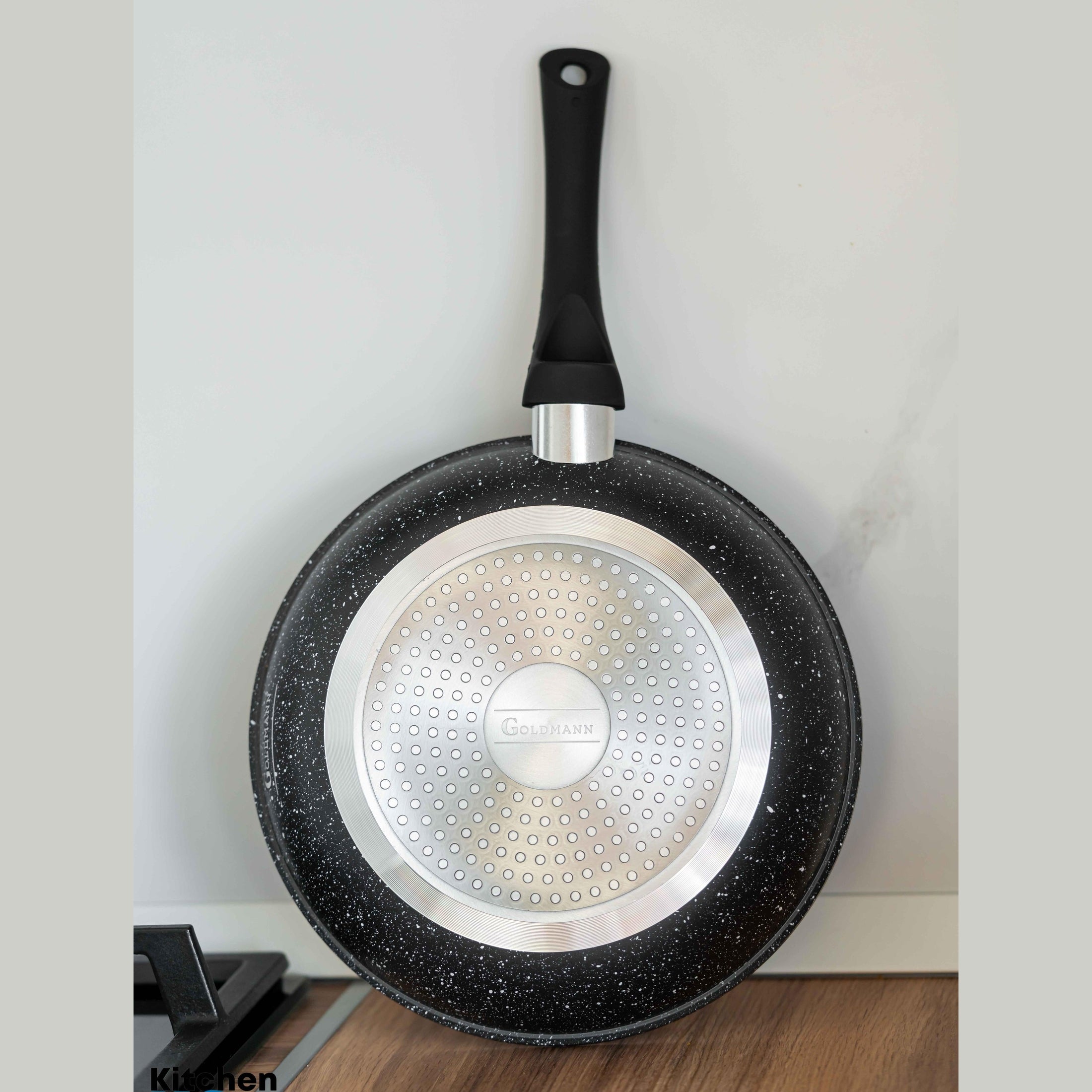 Tigaie antiaderentă 24cm Goldamnn, negru marmorat