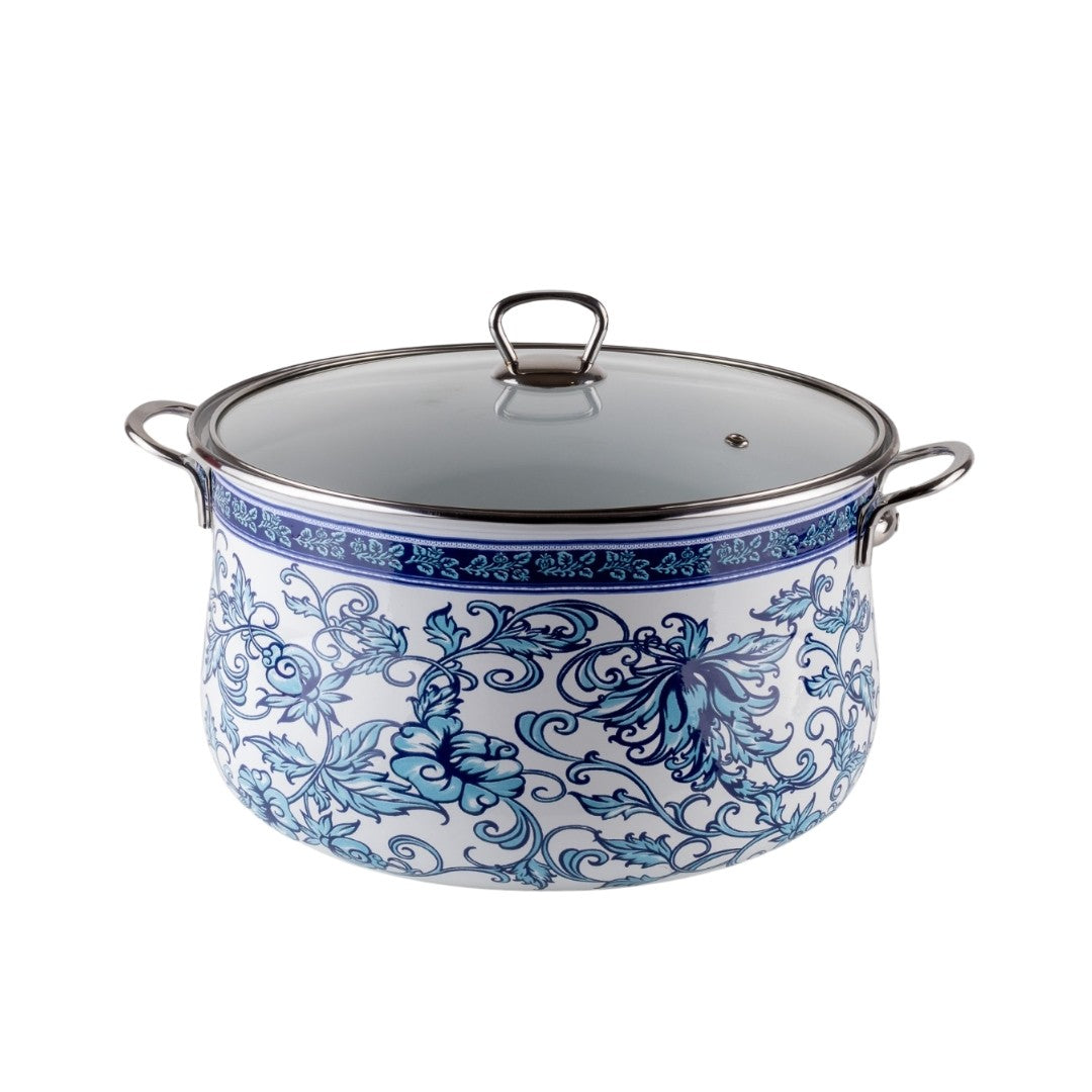 Cratiță Goldmann floral albastru 26x16cm, cu capac