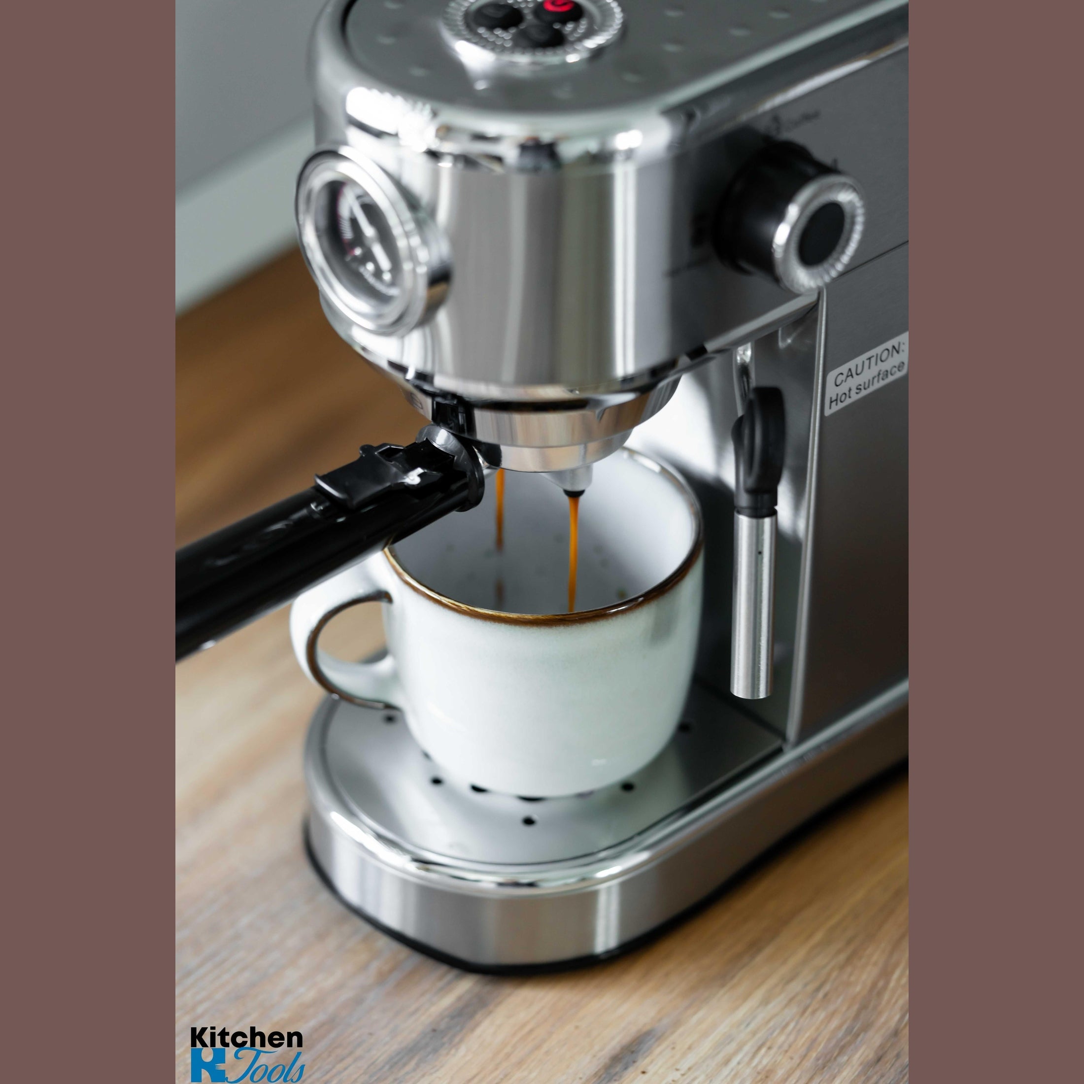 Espressor Oliver Voltz 1450W, 15 bar, Argintiu