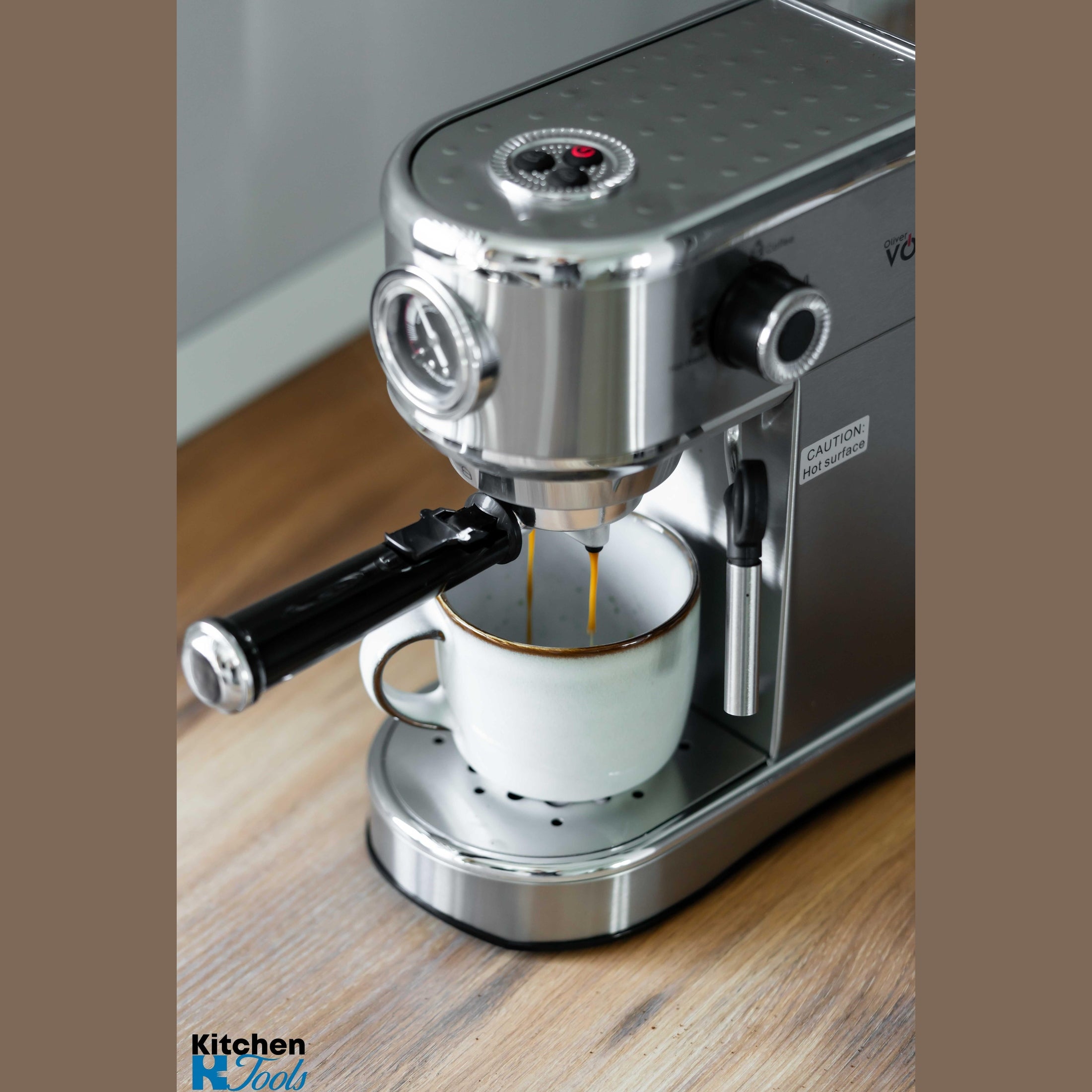 Espressor Oliver Voltz 1450W, 15 bar, Argintiu