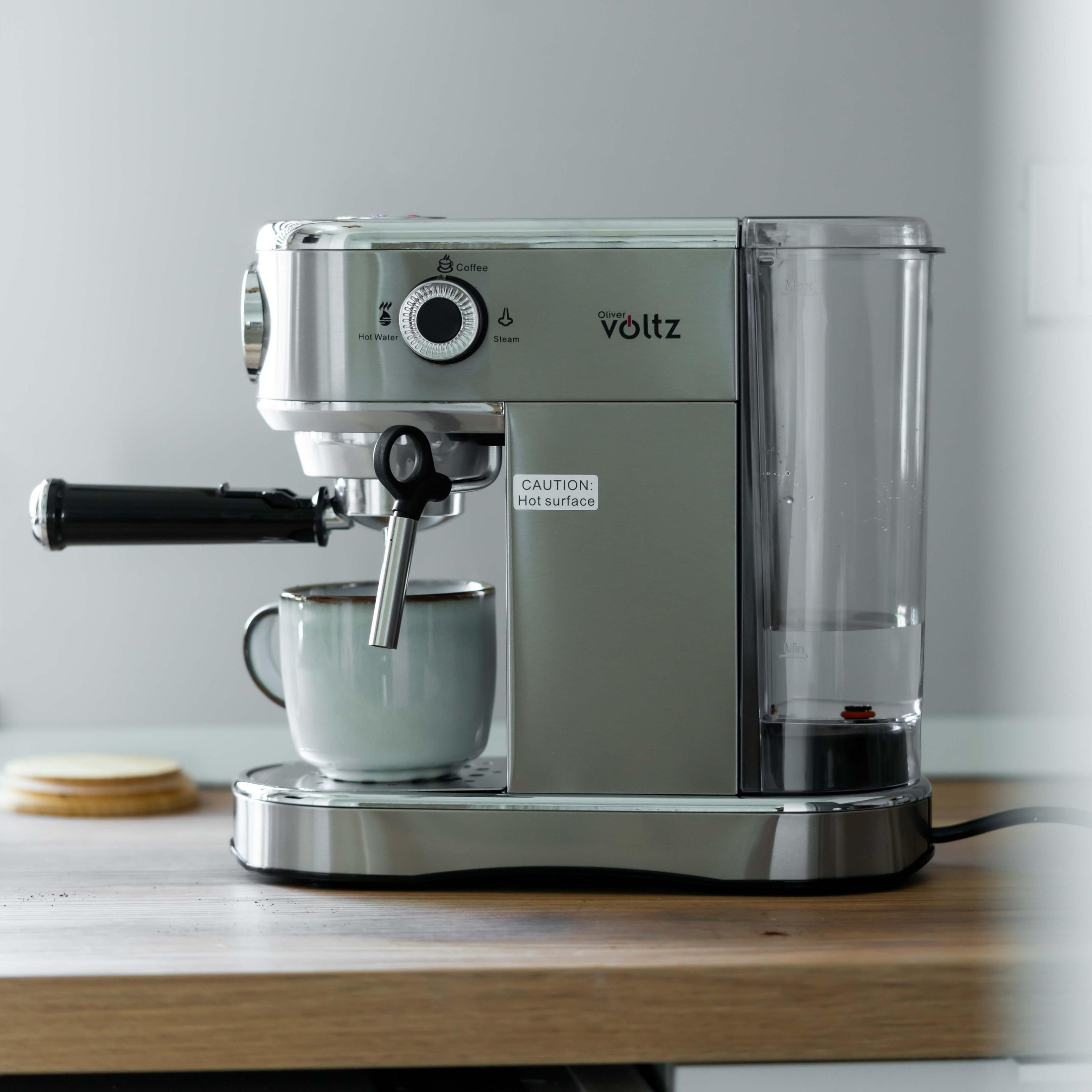 Espressor Oliver Voltz 1450W, 15 bar, Argintiu