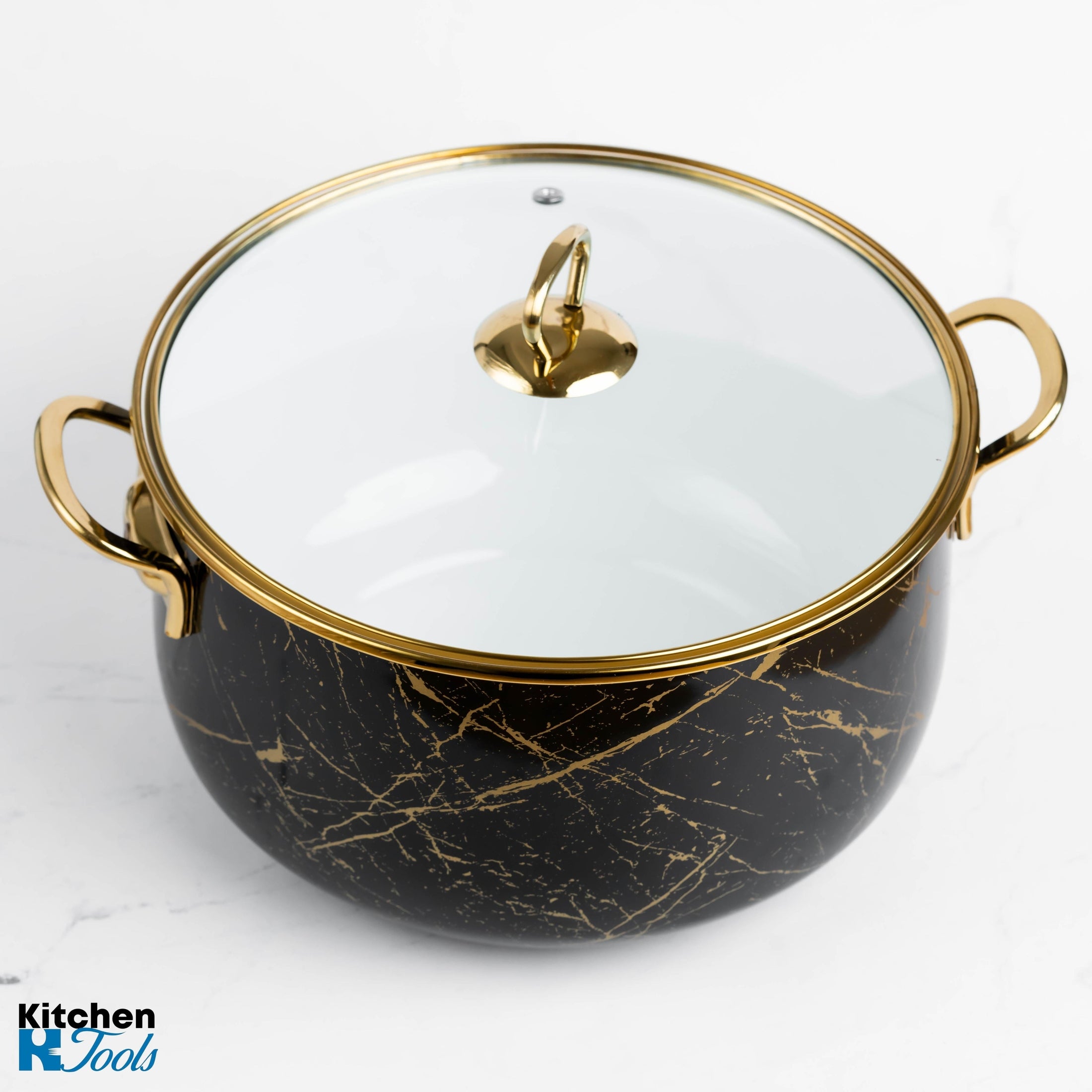 Cratiță Goldmann 22x14cm, emailată, neagră, mânere aurii