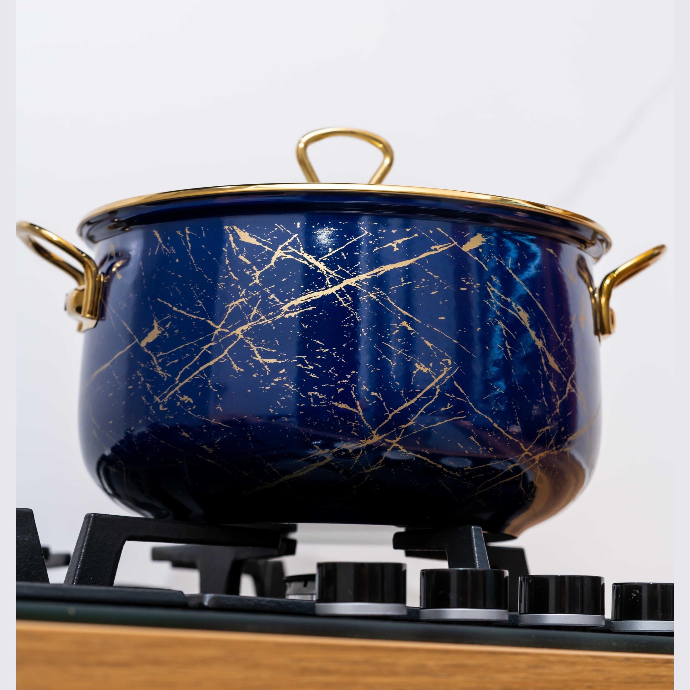 Cratiță Emailată Goldmann, Manere Aurii, 4L