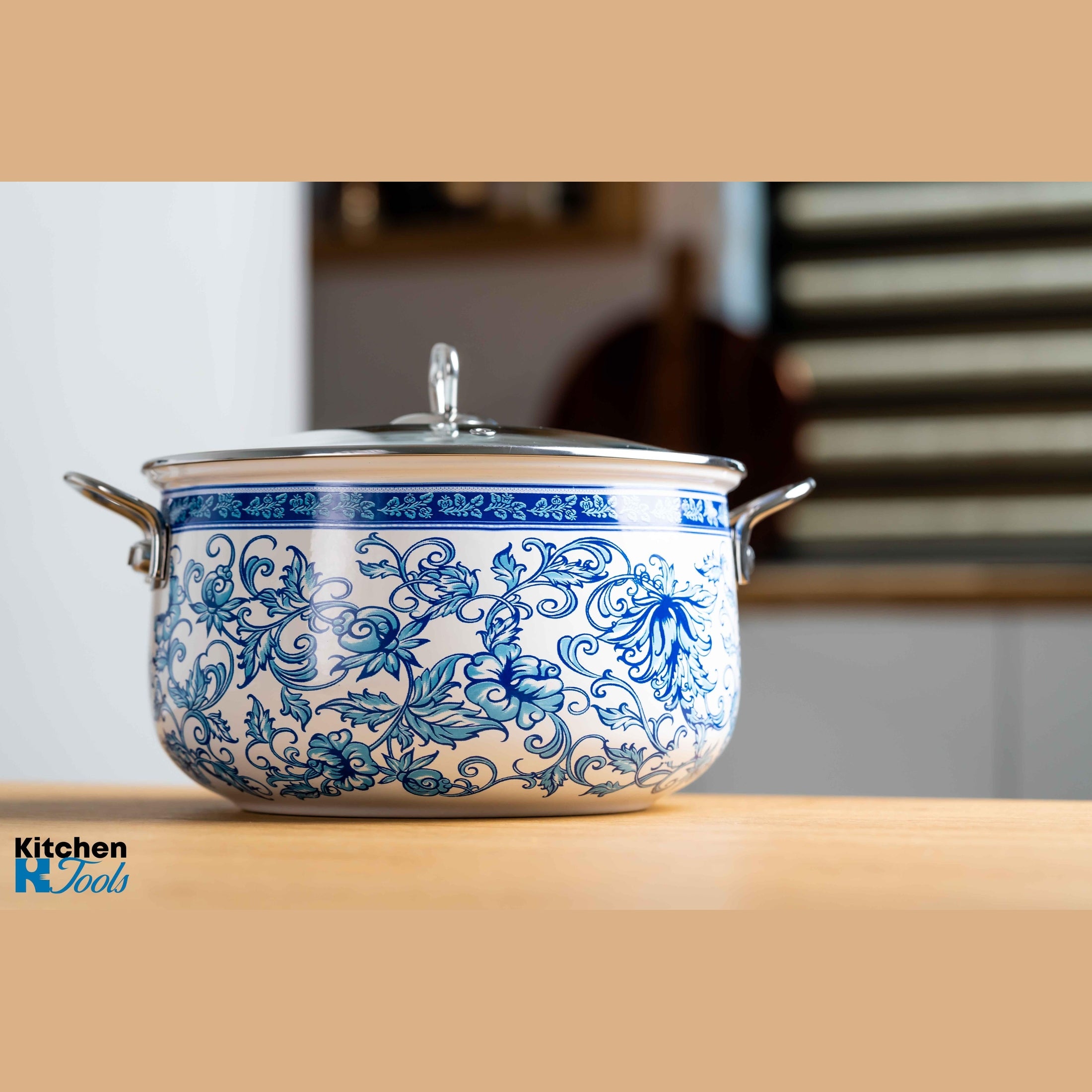 Cratiță Goldmann floral albastru 26x16cm, cu capac