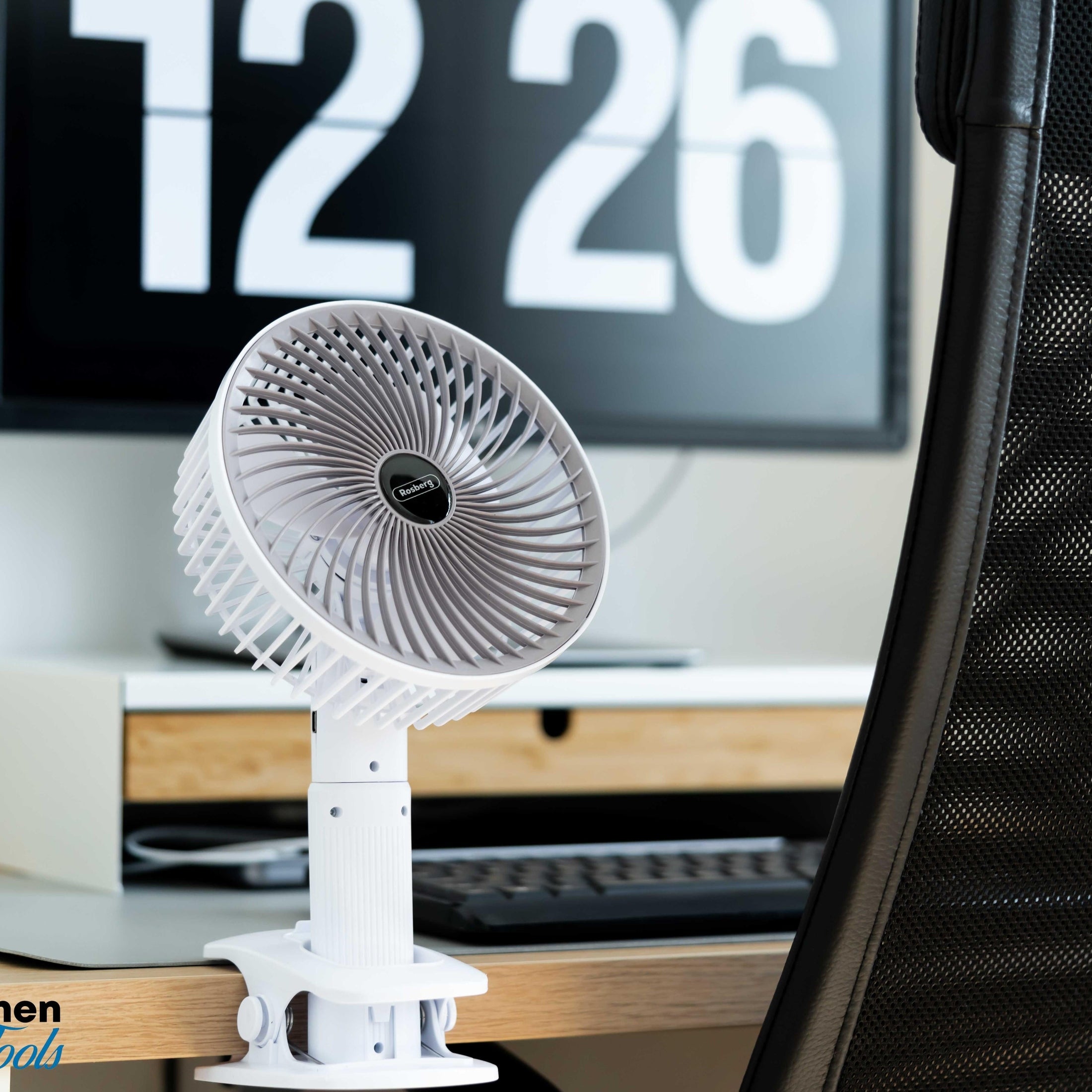 Ventilator portabil pentru birou Rosberg alb