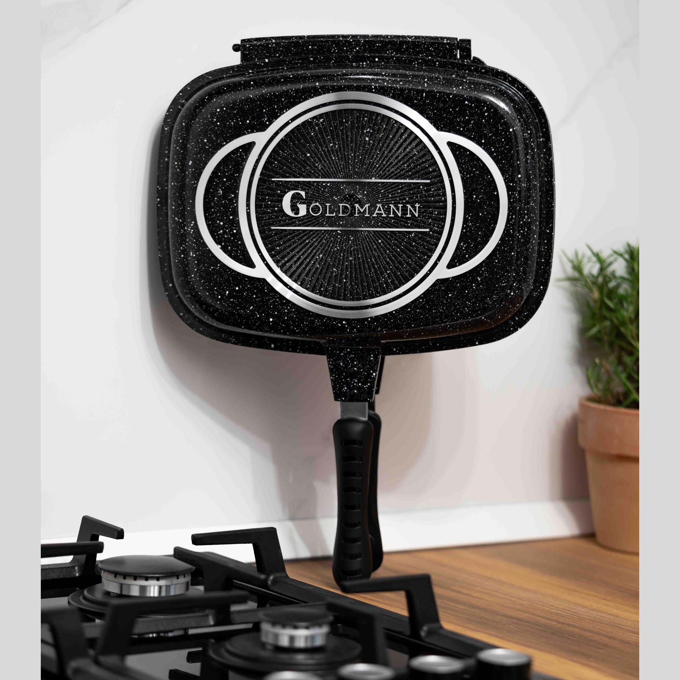 Tigaie Grill Dublă Goldmann, 36 cm, Acoperire Ceramică