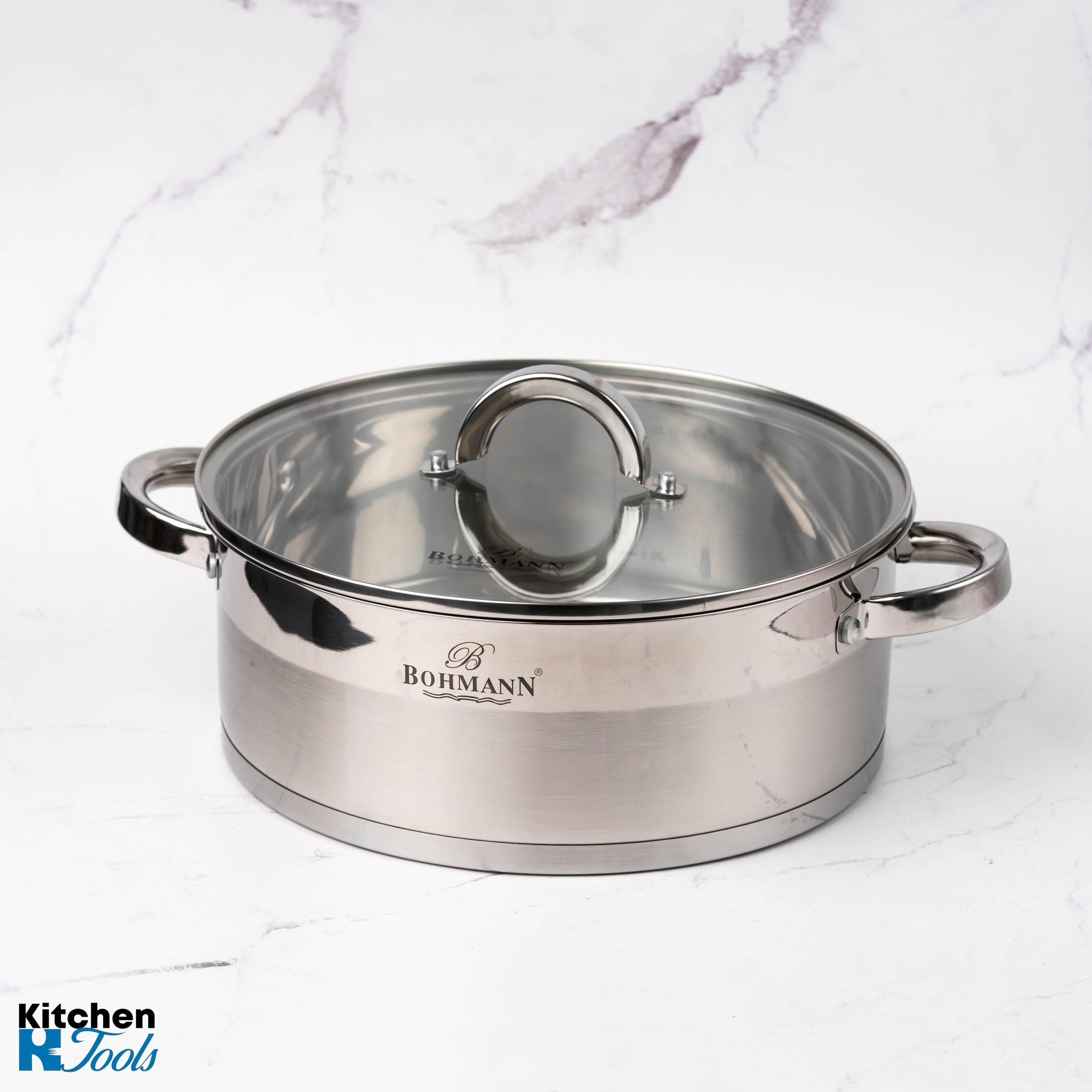 Cratita Inox Bohmann, 28cm, 6L, Capac Sticla
