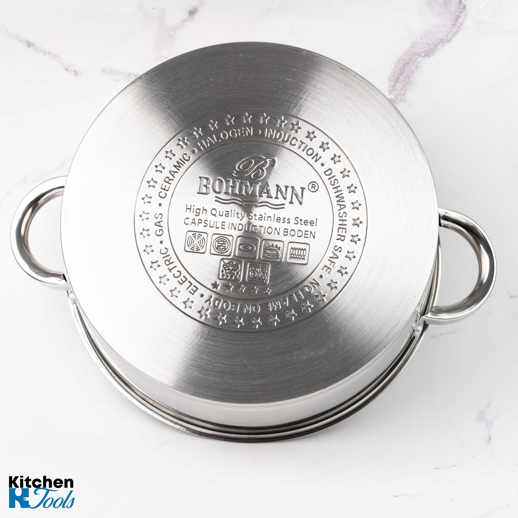 Cratita Inox Bohmann, 28cm, 6L, Capac Sticla