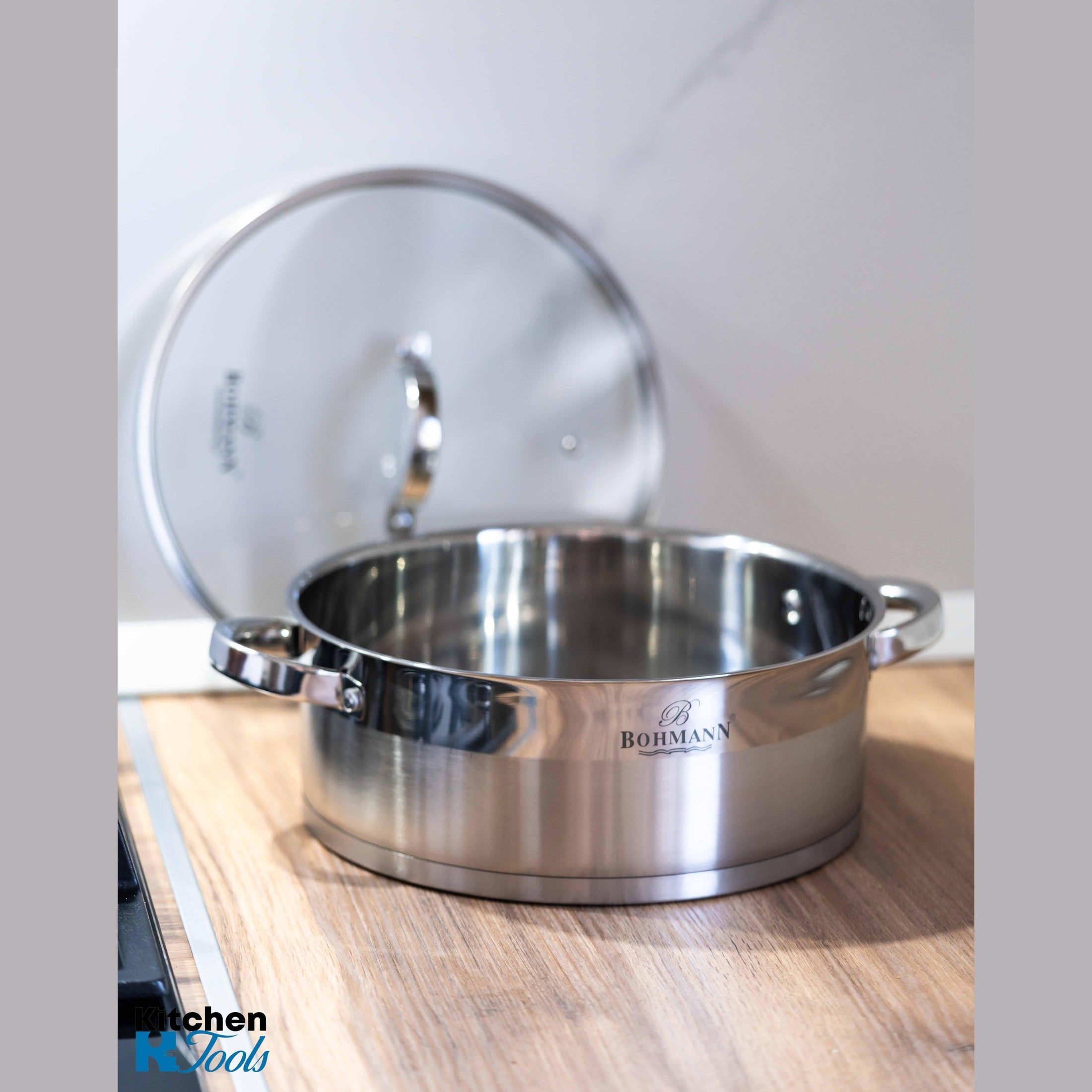 Cratita Inox Bohmann, 28cm, 6L, Capac Sticla