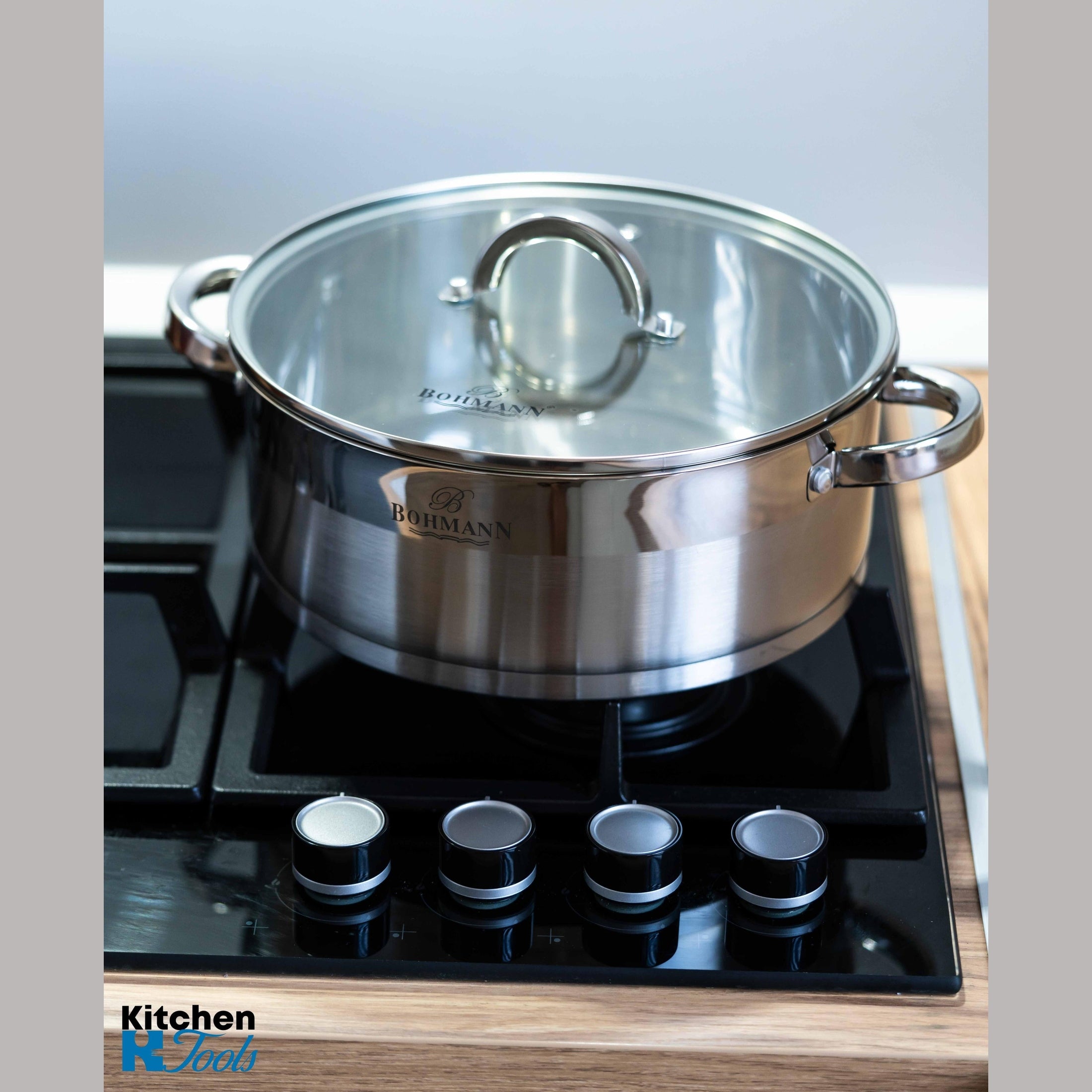 Cratita joasa inox 24cm cu capac sticla Bohmann