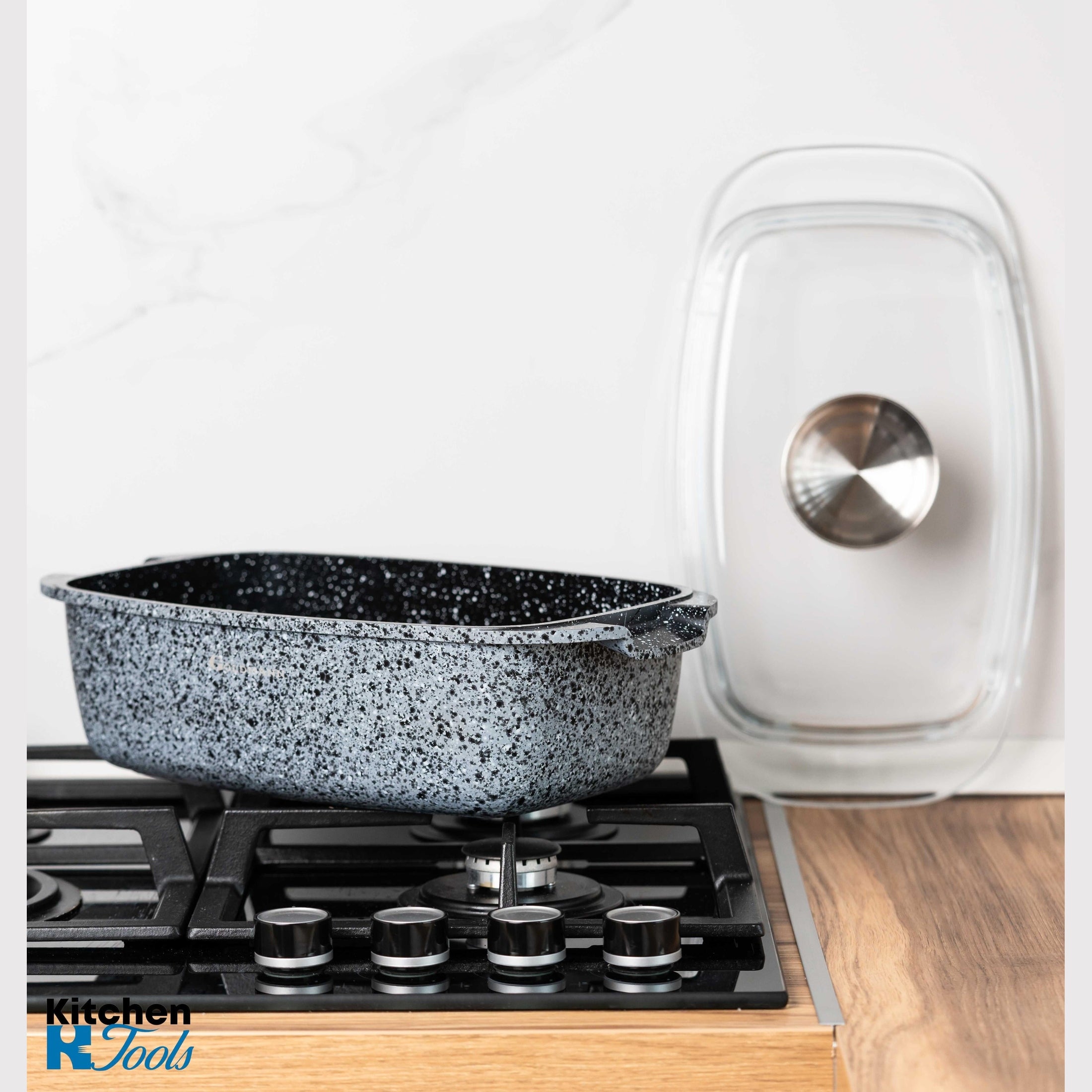 Roaster capac sticlă, 32cm, interior marmură