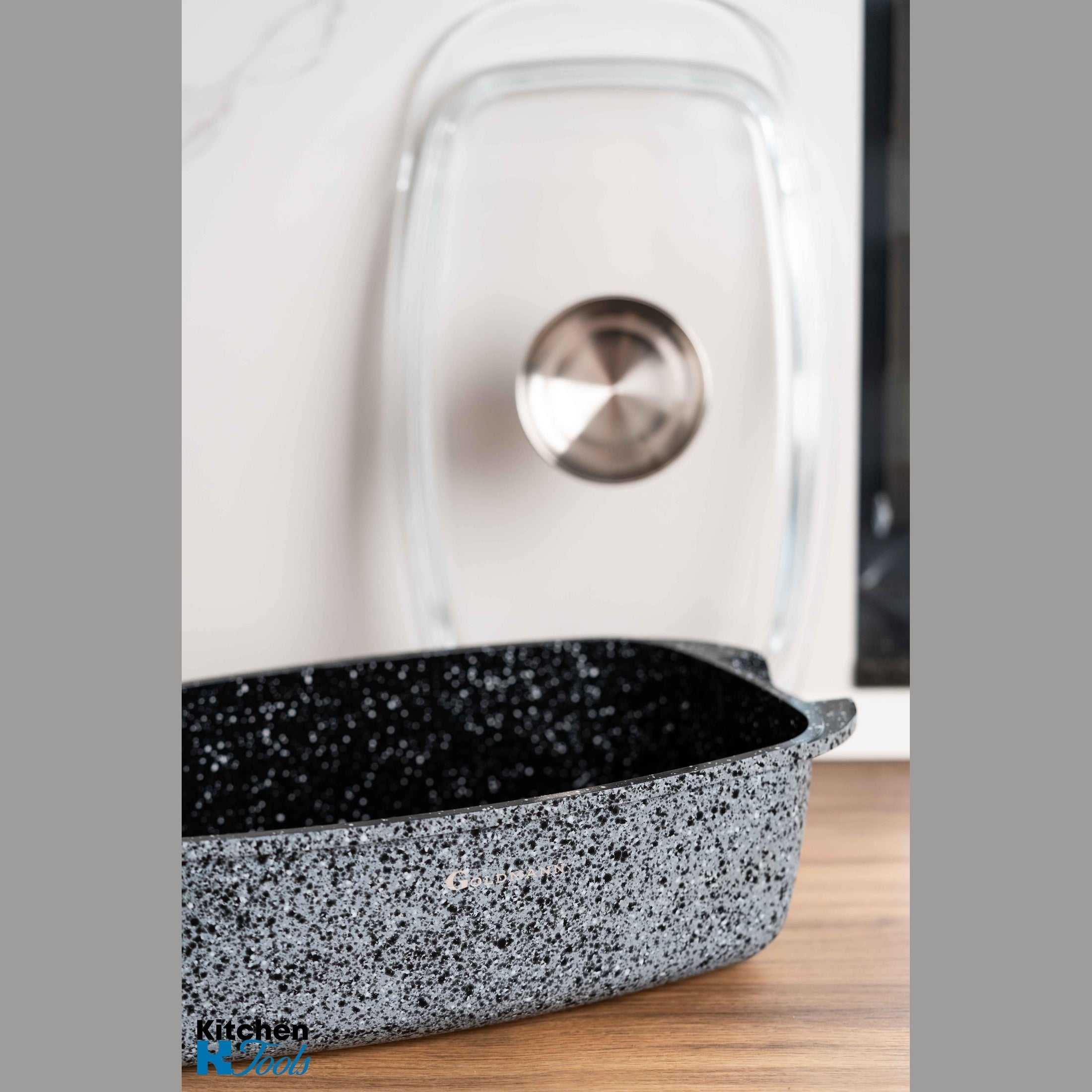 Roaster capac sticlă, 32cm, interior marmură