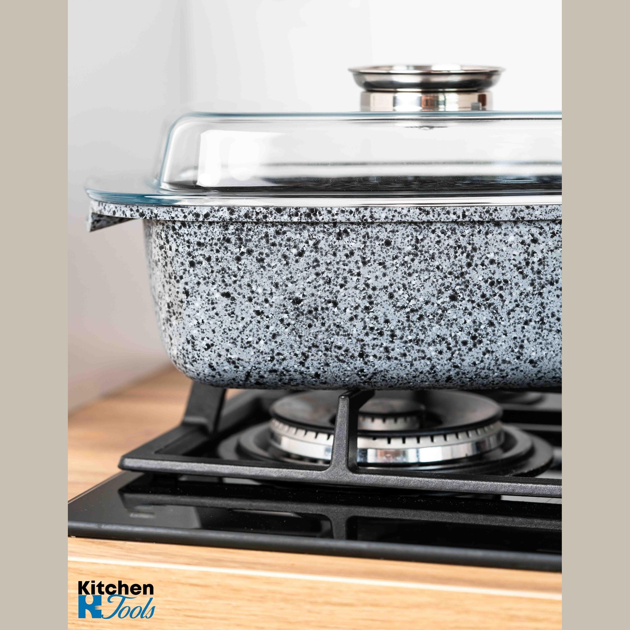 Roaster capac sticlă, 32cm, interior marmură