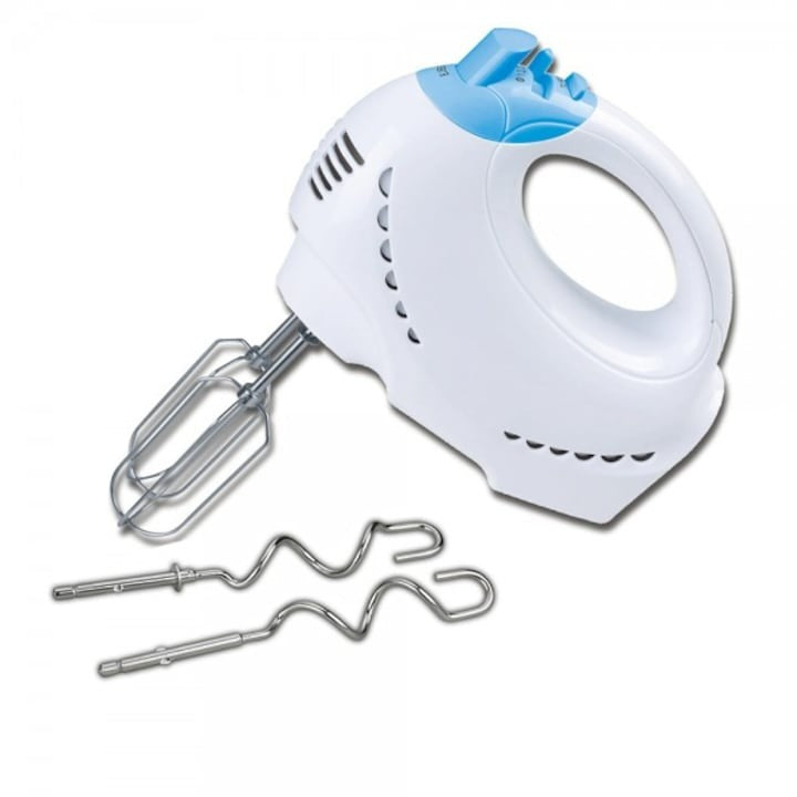 Mixer de mana Rosberg alb cu 6 viteze si accesorii