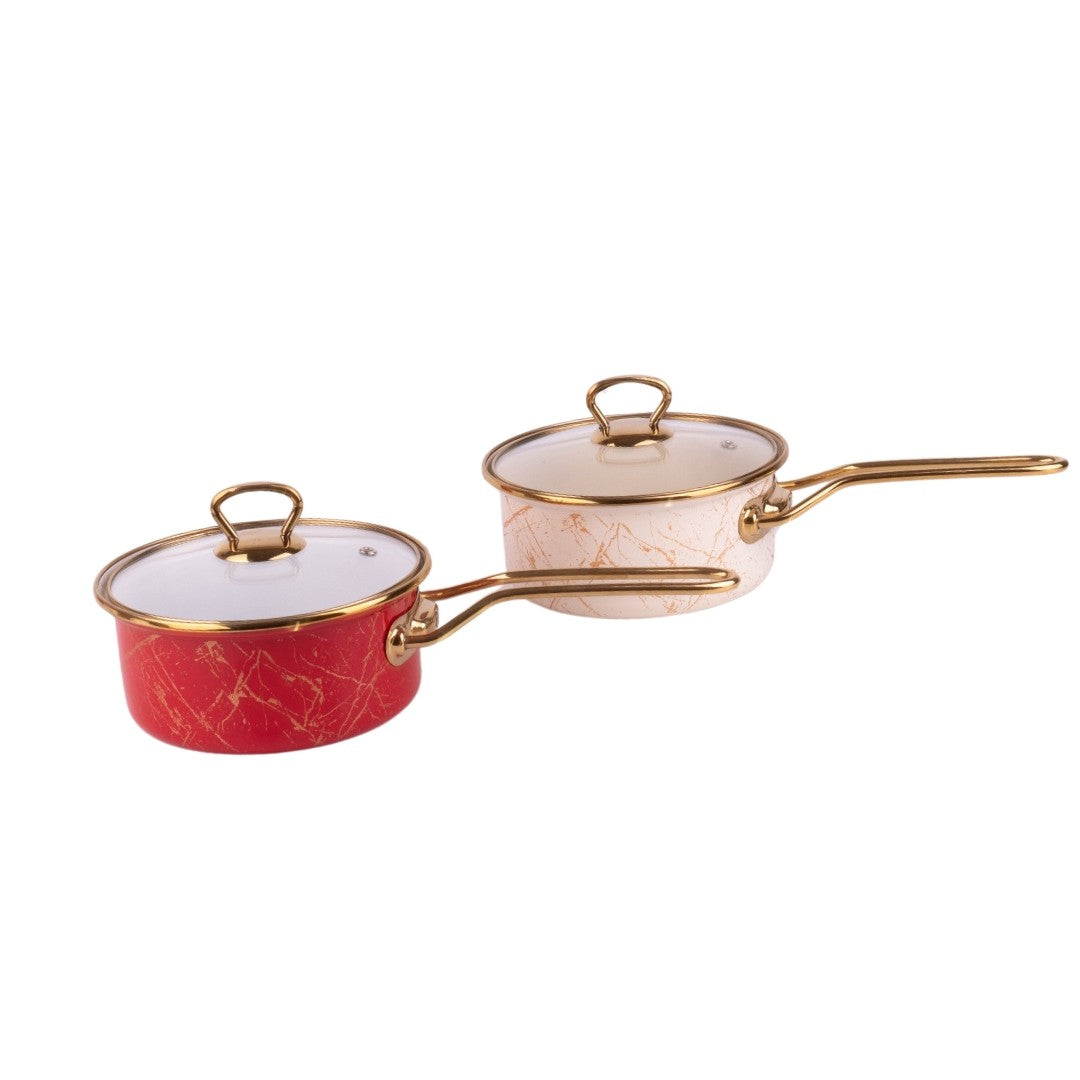 Cratita emailata cu maner, 16x8cm, 1.5L, Goldmann, rosie